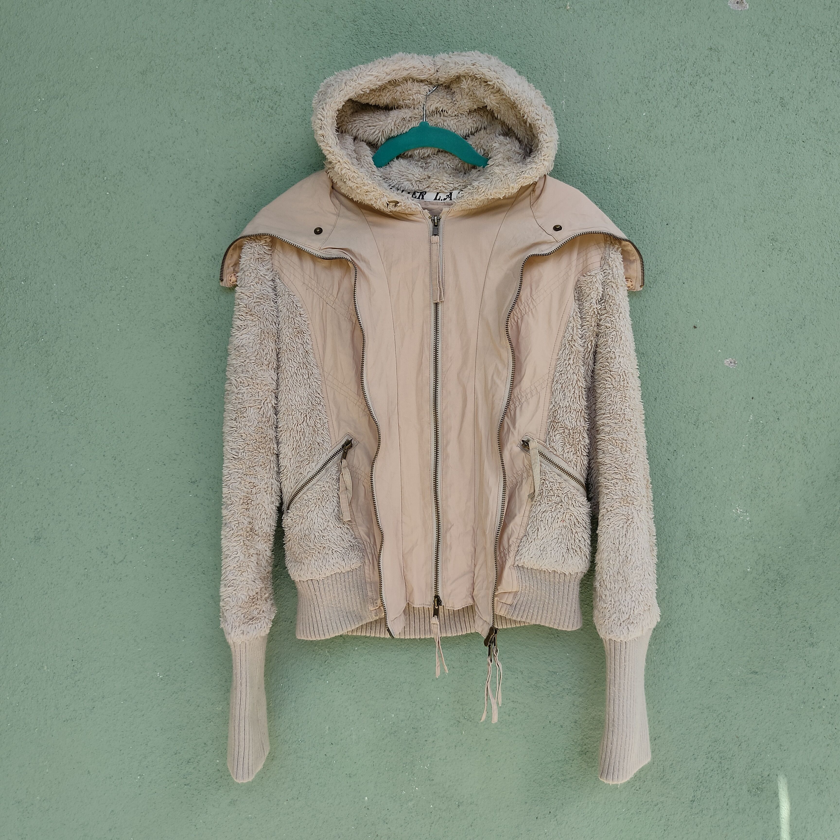 Vintage L.A Glitter Sherpa Fleece Zipper Hoodie Jacket