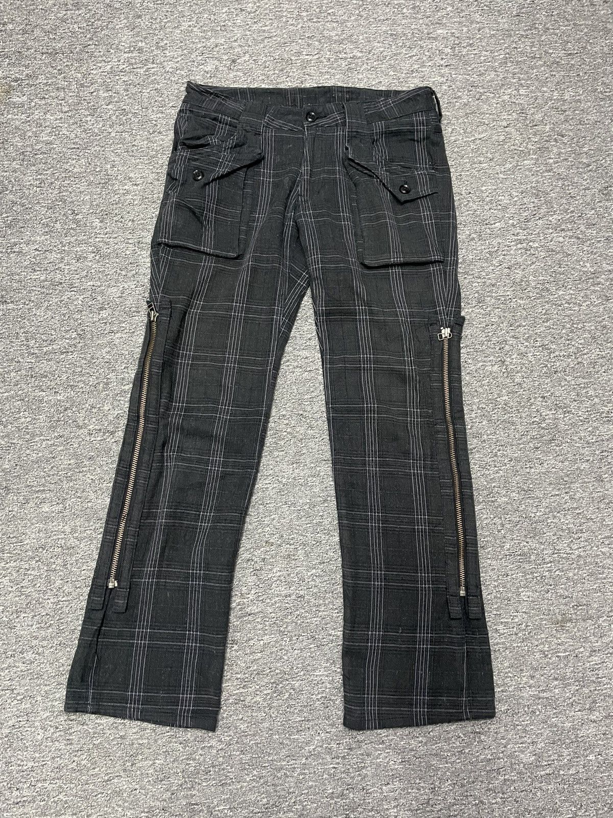 If Six Was Nine Vintage Japanese Plaid Tartan Bondage Cropped Pant Punk Size US 31 - 1 Thumbnail