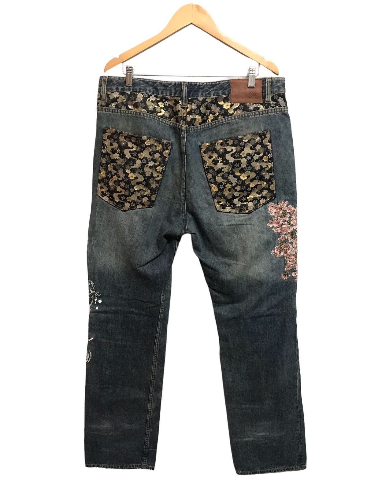 Japanese Brand 🔥NEED BINDING🔥 Sukajan Big RedKoi Fish Embroidery Jeans Size US 38 / EU 54 - 10 Thumbnail