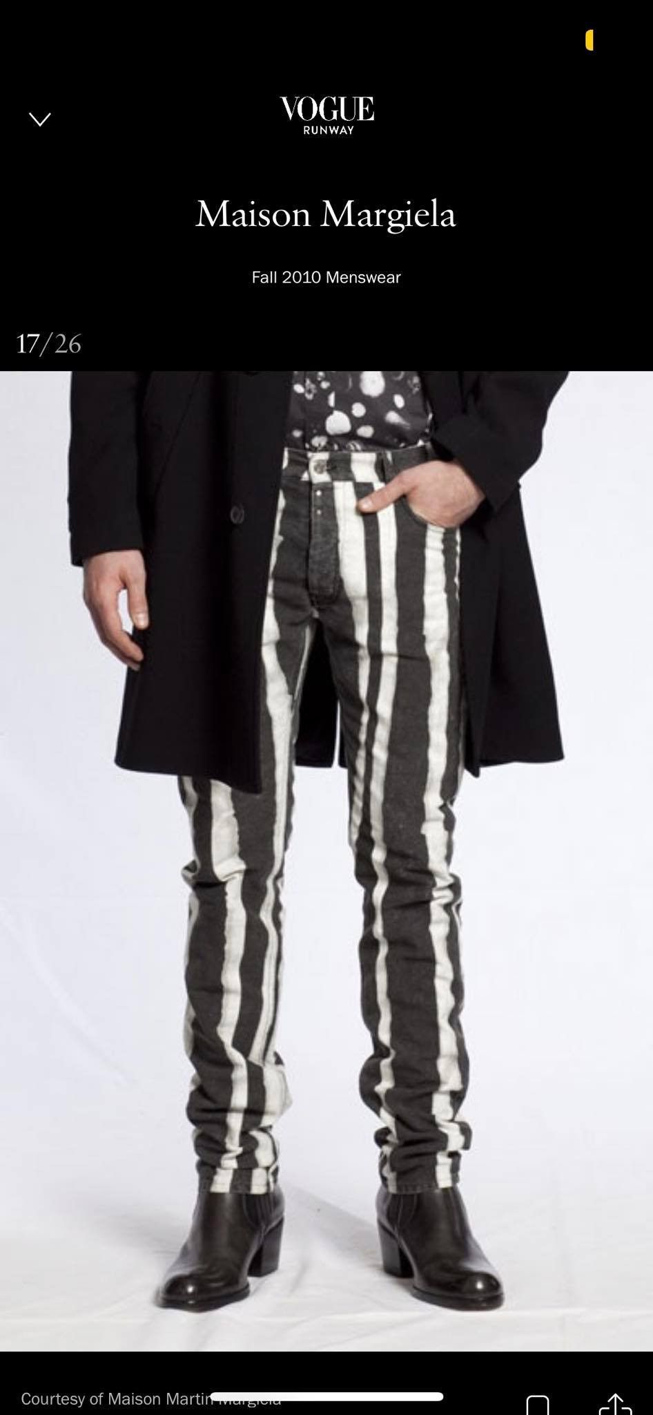 image of Archival Clothing x Maison Margiela Runway Fw2010 Black And White Stripe Jeans, Men's (Size 32)