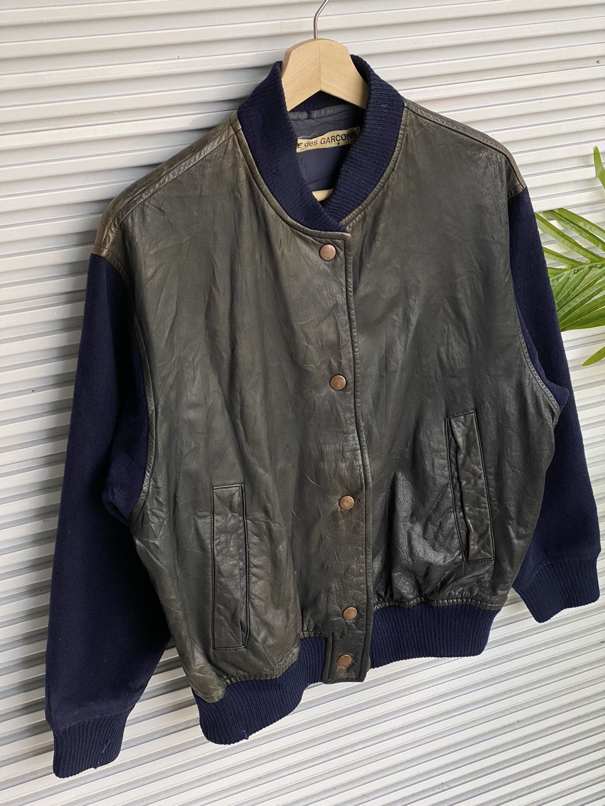 Comme des Garcons OG Vintage Comme Des Garçon Varsity Leather Wool Jacket Size US M / EU 48-50 / 2 - 2 Thumbnail