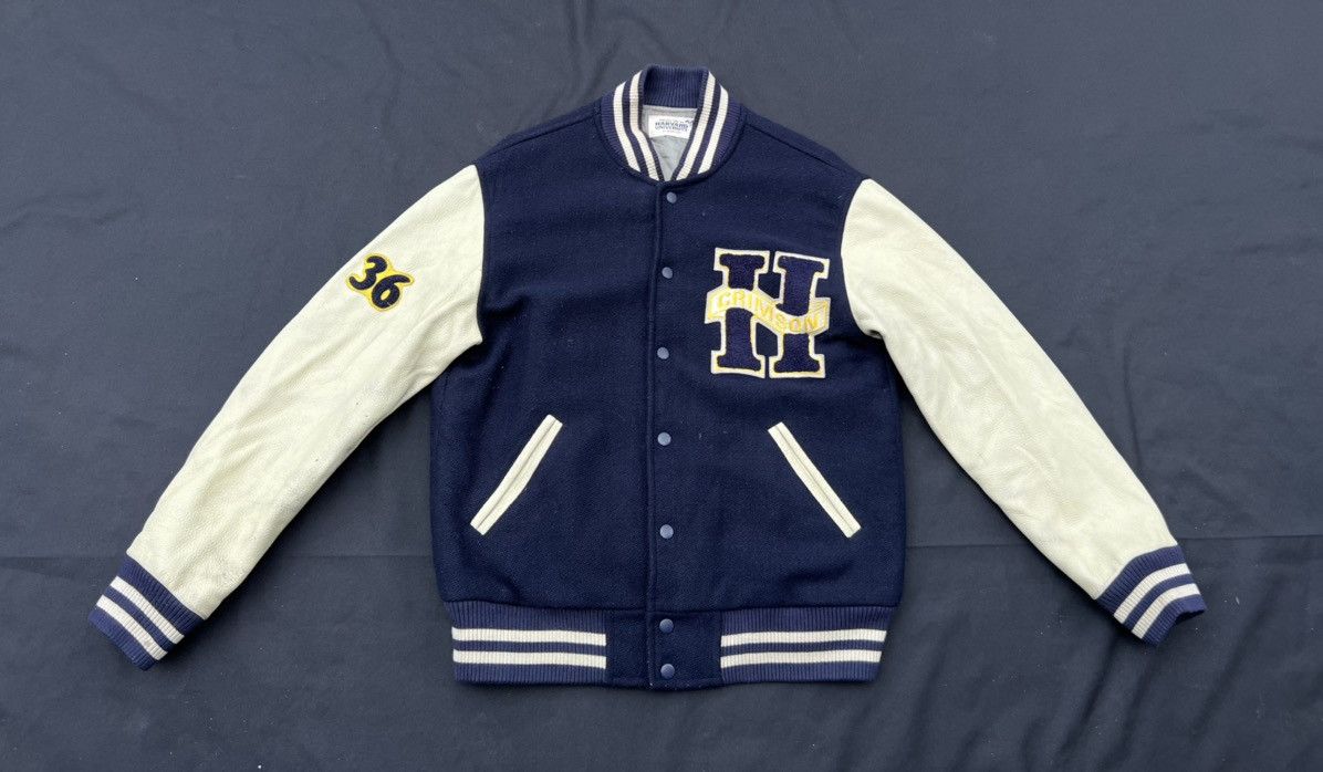 Leather Vintage 2000s Harvard University Crimson Varsity Jacket Size US L / EU 52-54 / 3 - 1 Thumbnail