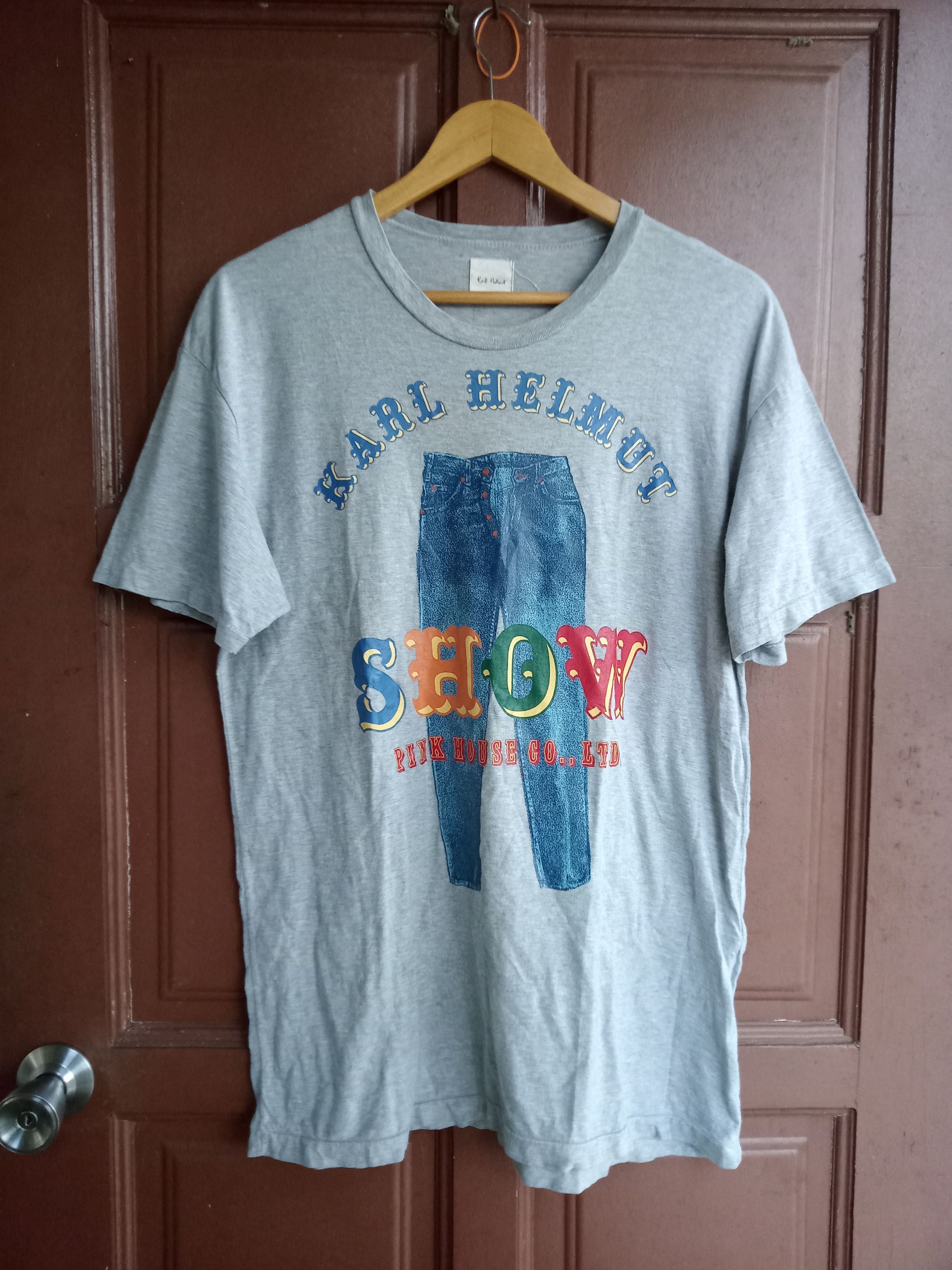 image of Vintage Karl Helmut X Pink House Tshirt in Grey, Men's (Size Medium)
