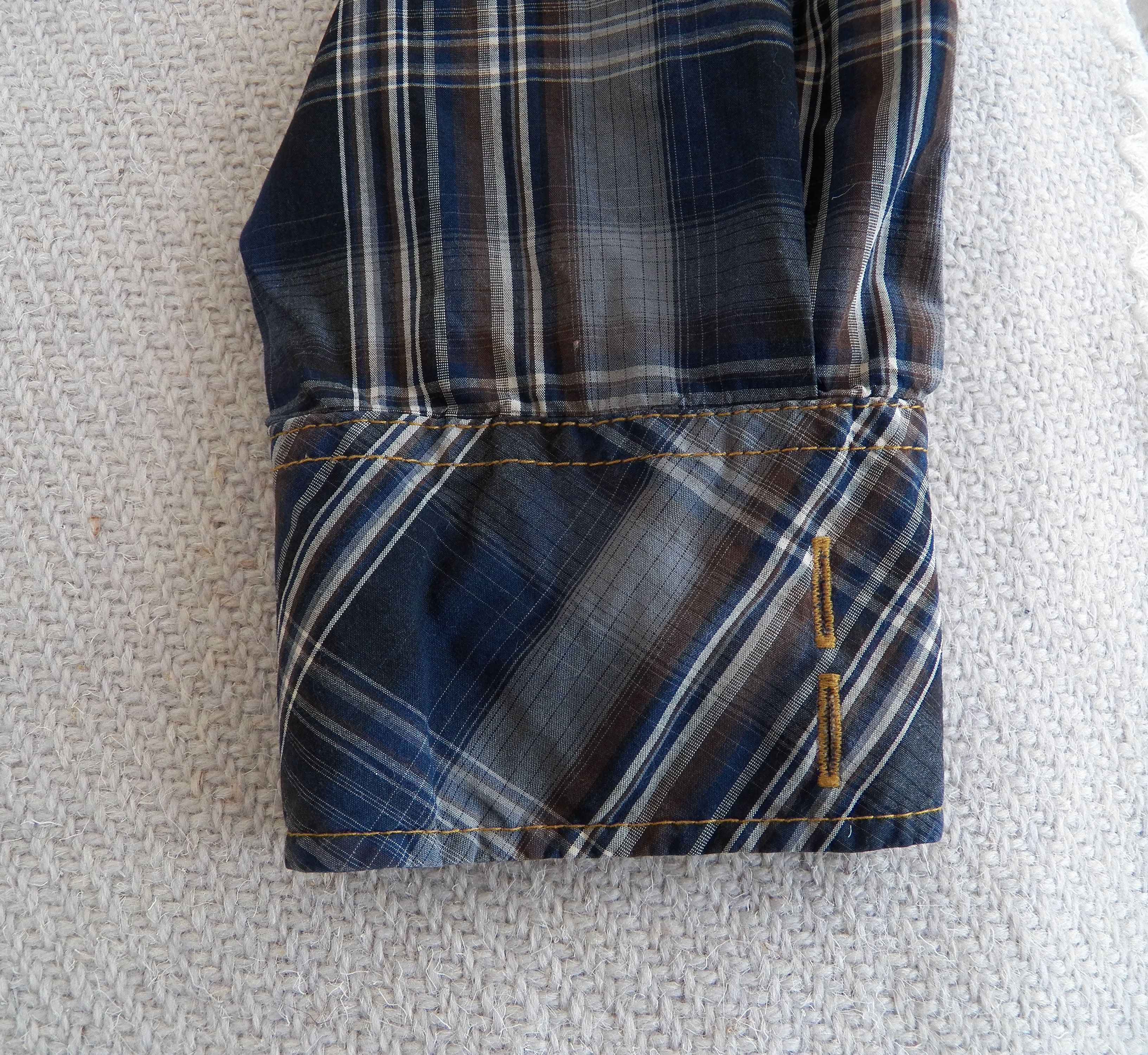 Scotch & Soda MENS SHIRT slim blue plaid rollup sleeve snap EAT DIRT Size US XL / EU 56 / 4 - 3 Thumbnail