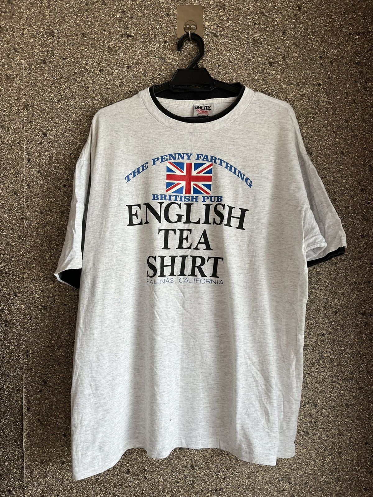 Image of Vintage English Tea Shirt Ft57 in Grey, Men's (Size XL)