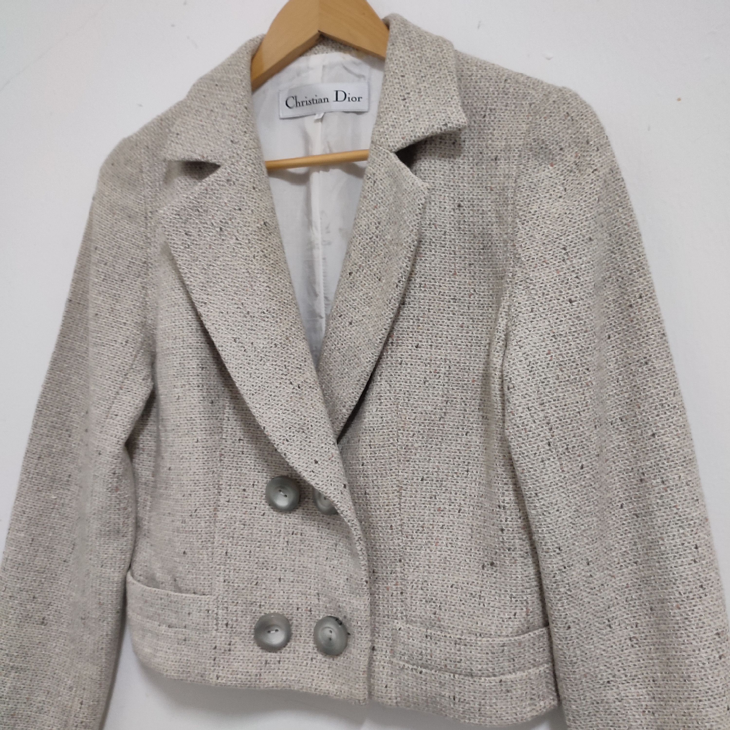 Christian Dior Monsieur × Dior × Vintage VINTAGE 80s CHRISTIAN DIOR MINIMALIST WOOL CROPPED JACKET Size M / US 6-8 / IT 42-44 - 2 Thumbnail
