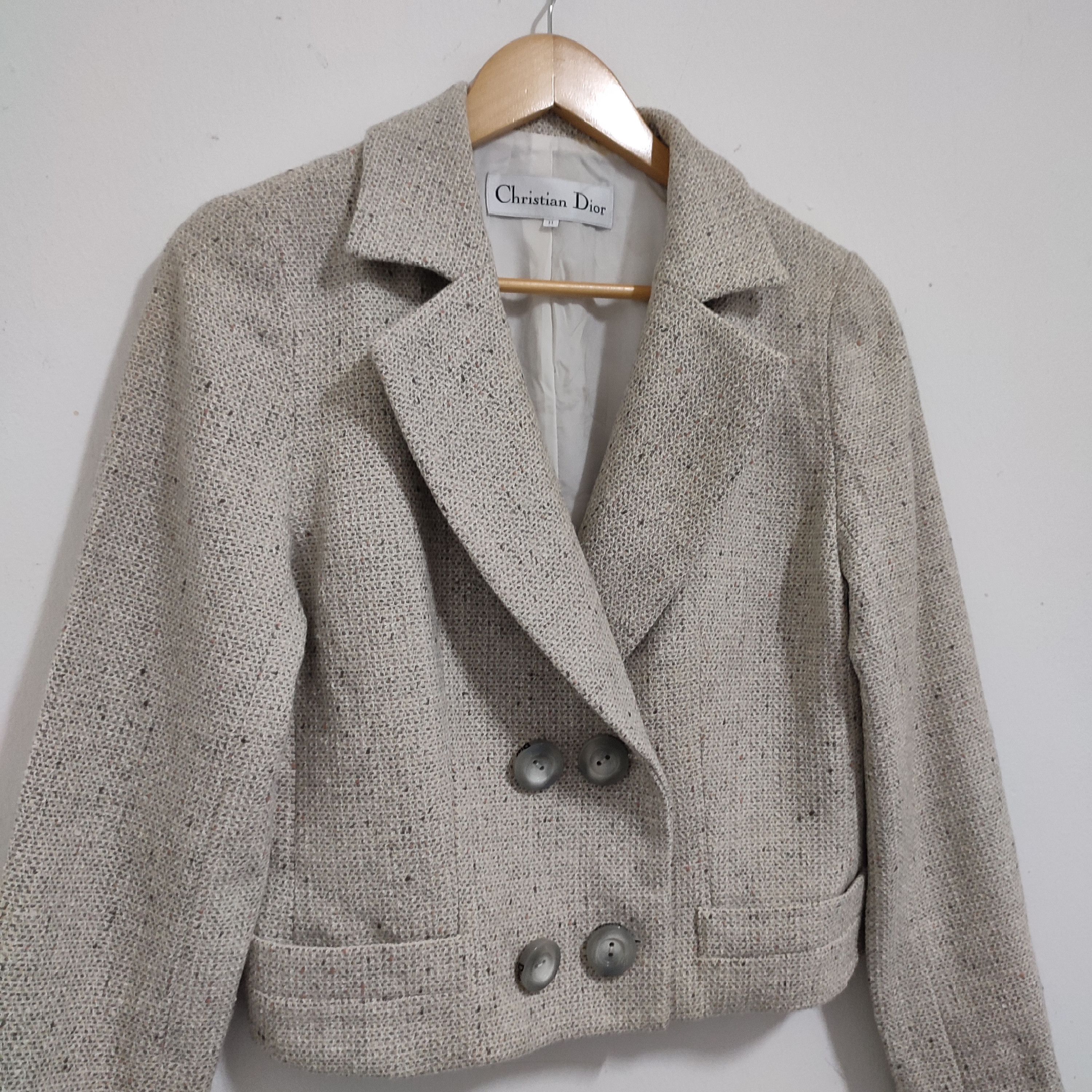 Christian Dior Monsieur × Dior × Vintage VINTAGE 80s CHRISTIAN DIOR MINIMALIST WOOL CROPPED JACKET Size M / US 6-8 / IT 42-44 - 3 Thumbnail