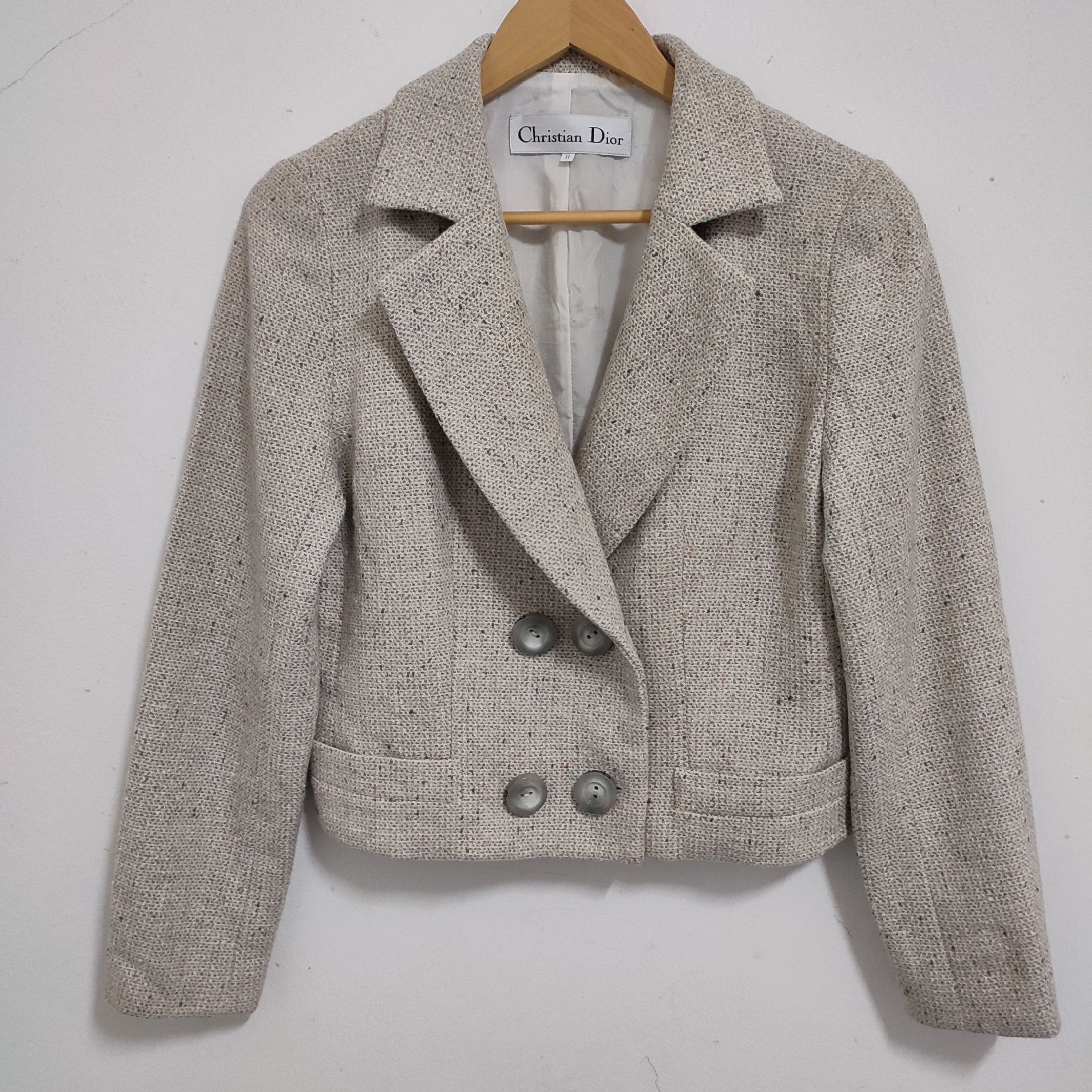 Christian Dior Monsieur × Dior × Vintage VINTAGE 80s CHRISTIAN DIOR MINIMALIST WOOL CROPPED JACKET Size M / US 6-8 / IT 42-44 - 1 Thumbnail
