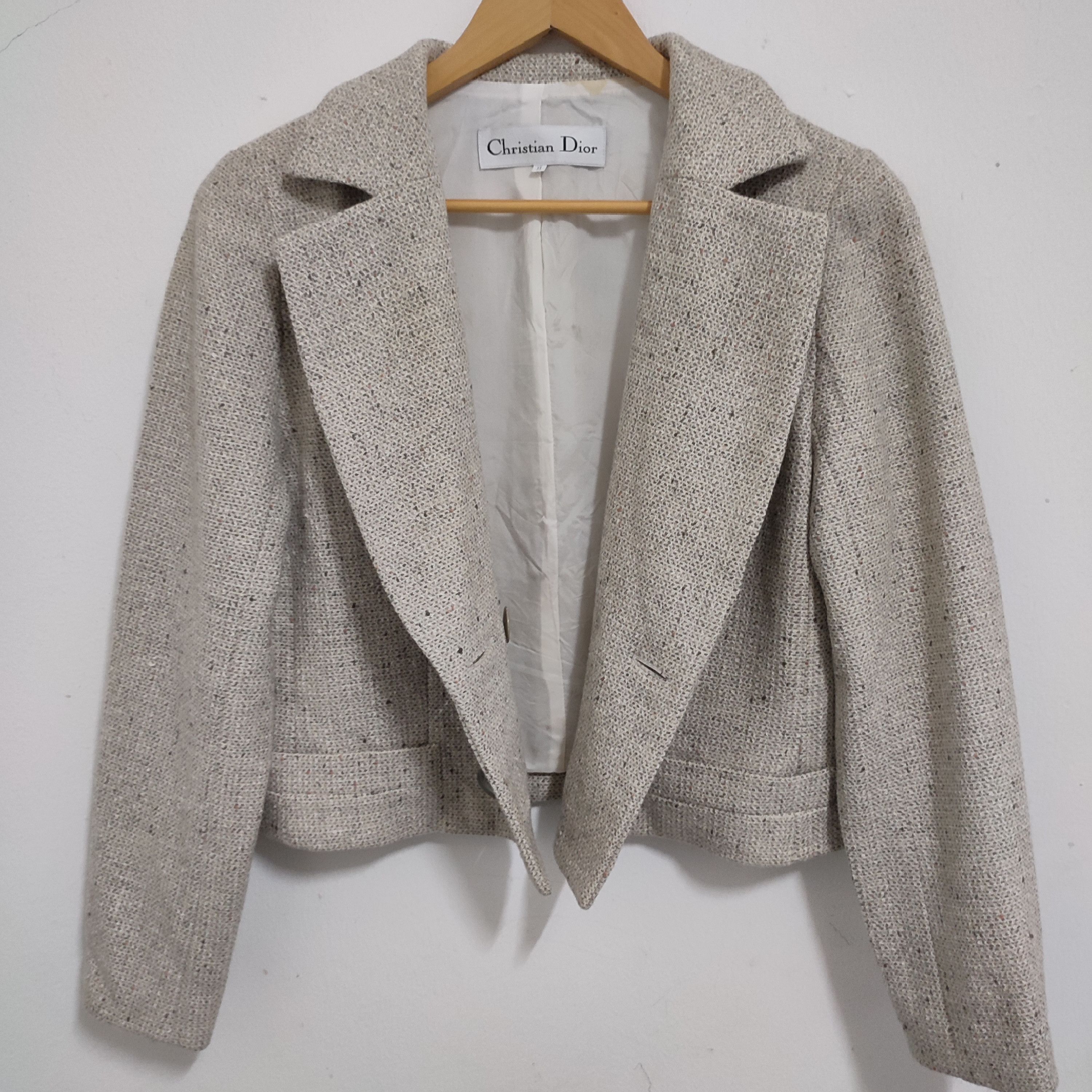 Christian Dior Monsieur × Dior × Vintage VINTAGE 80s CHRISTIAN DIOR MINIMALIST WOOL CROPPED JACKET Size M / US 6-8 / IT 42-44 - 9 Thumbnail