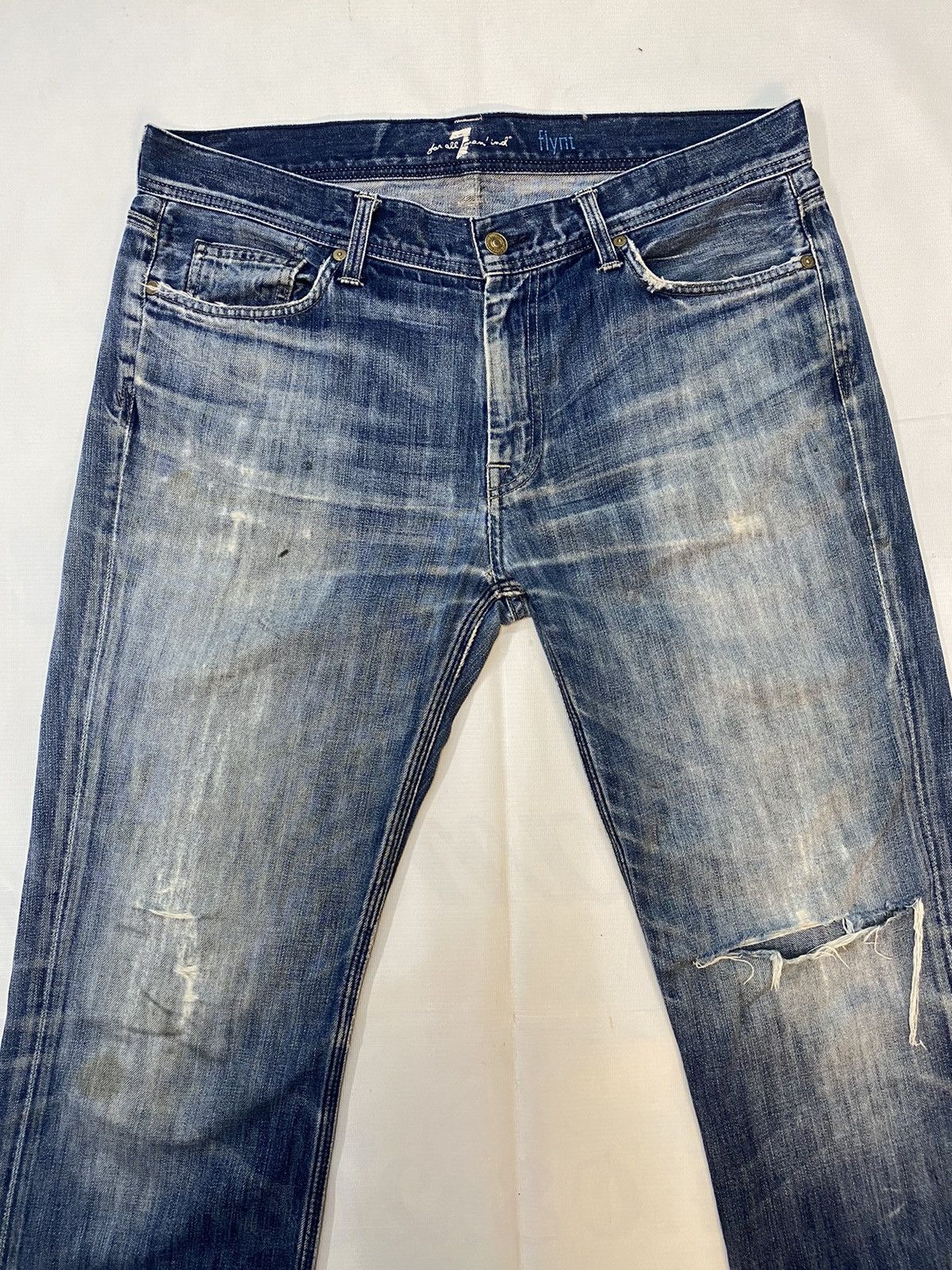 7 For All Mankind 7 For All Mandkind Distressed Denim Pant Size US 36 / EU 52 - 2 Thumbnail