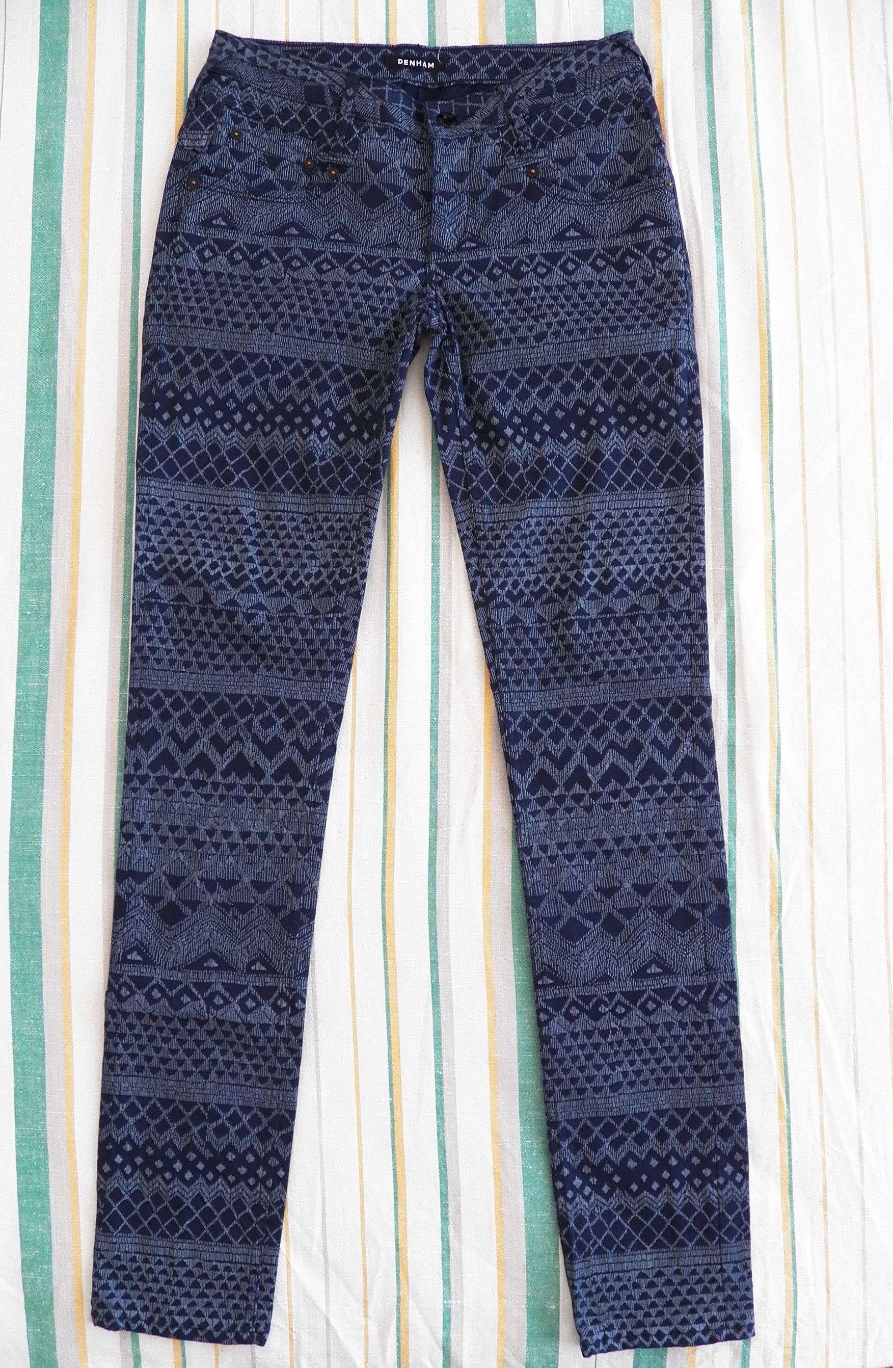 DENHAM Denham Skinny+ Jeans W27 L34 Blue Geometrical Print Stretch Size 27" / US 4 / IT 40 - 1 Thumbnail
