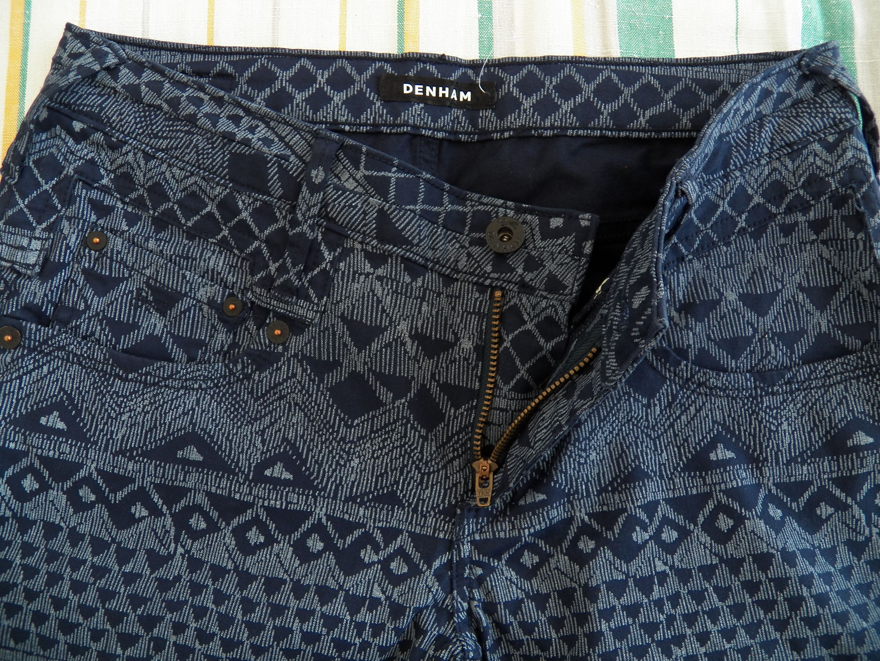 DENHAM Denham Skinny+ Jeans W27 L34 Blue Geometrical Print Stretch Size 27" / US 4 / IT 40 - 3 Thumbnail