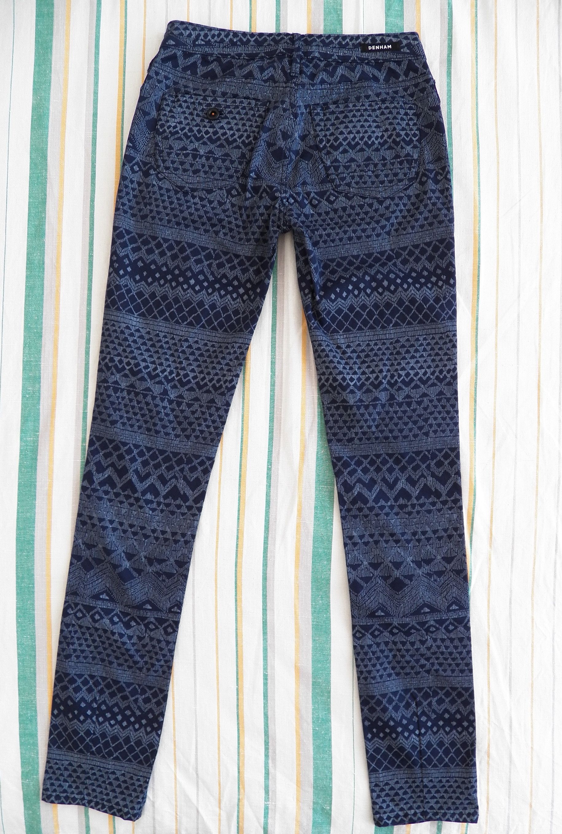 DENHAM Denham Skinny+ Jeans W27 L34 Blue Geometrical Print Stretch Size 27" / US 4 / IT 40 - 4 Thumbnail