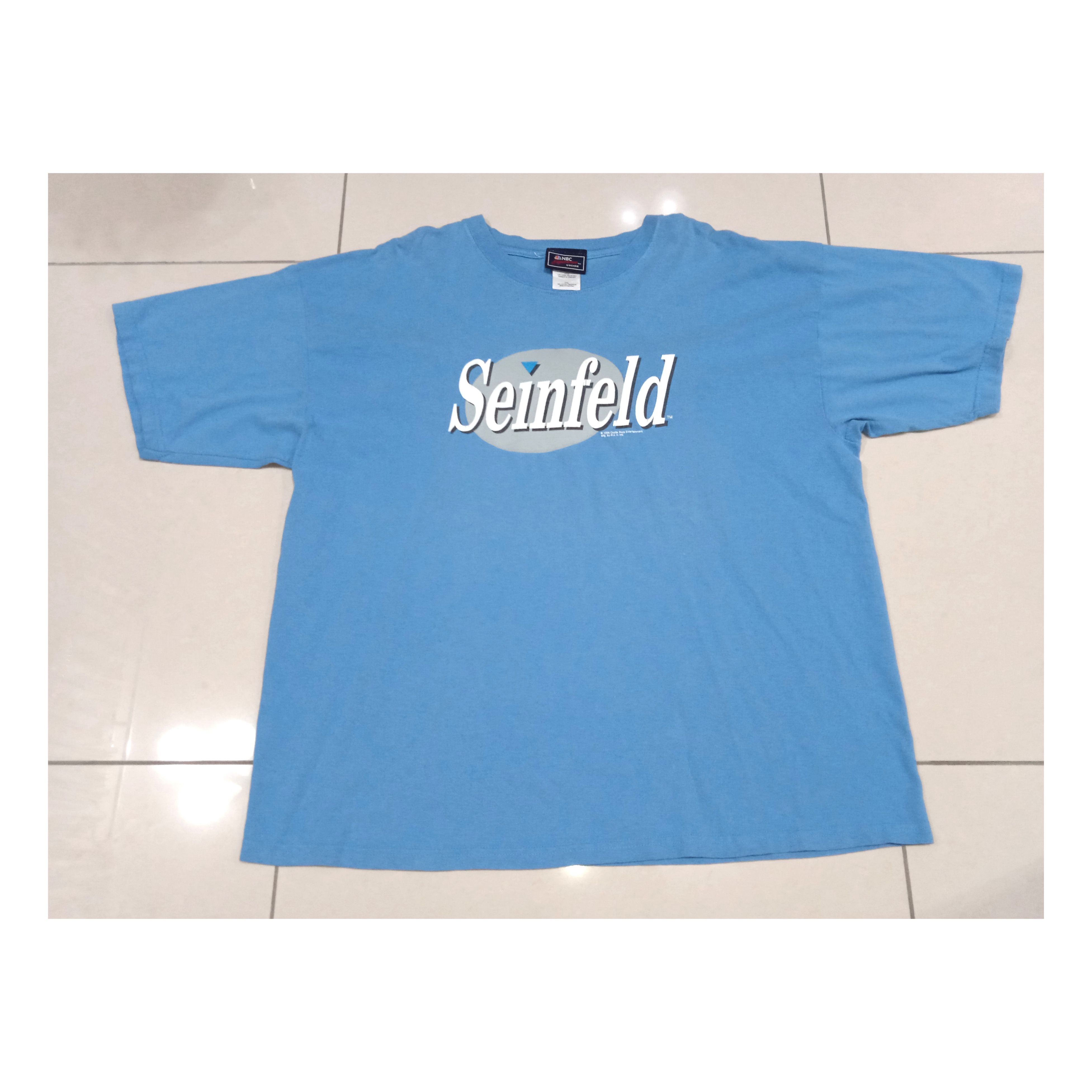 Image of Movie x Vintage 90's Seinfeld Logo 1996 T Shirt in Blue, Men's (Size 2XL)