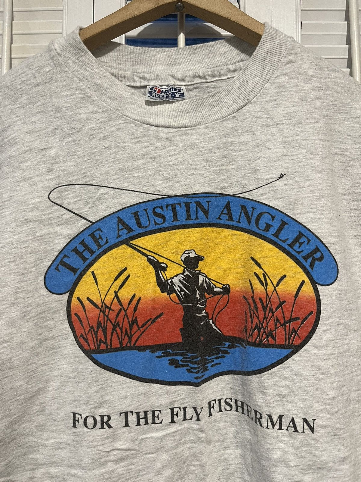 Hanes × Vintage 90s Hanes Beefy Fishing T-Shirt Size US L / EU 52-54 / 3 - 1 Thumbnail