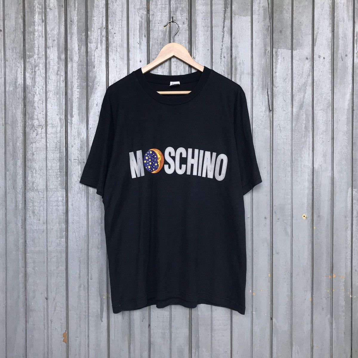 image of Og!! Moschino Spellout Logo Men Clothing Tees in Black (Size Large)