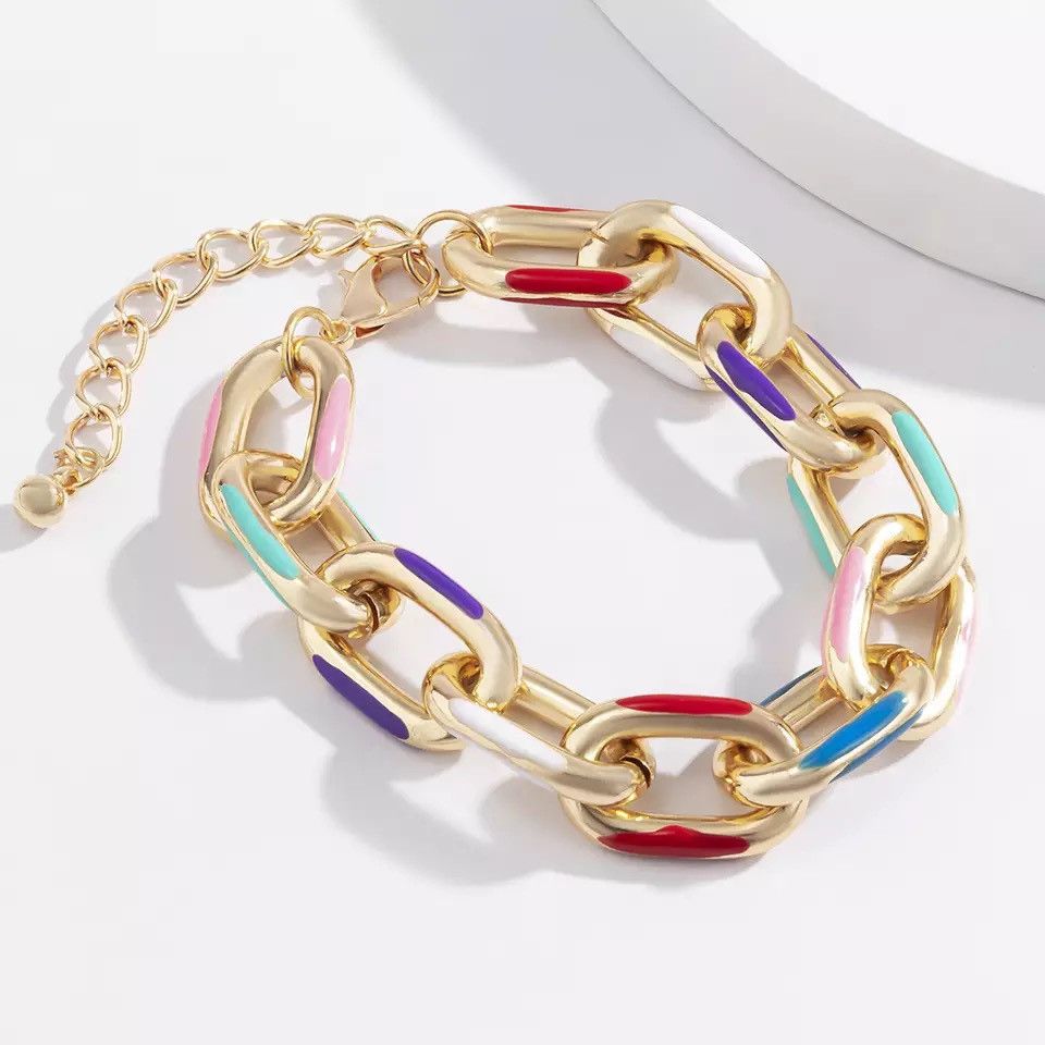 Jewelry Hip Hop Ladies Rainbow Chain Bracelet Size ONE SIZE - 2 Thumbnail