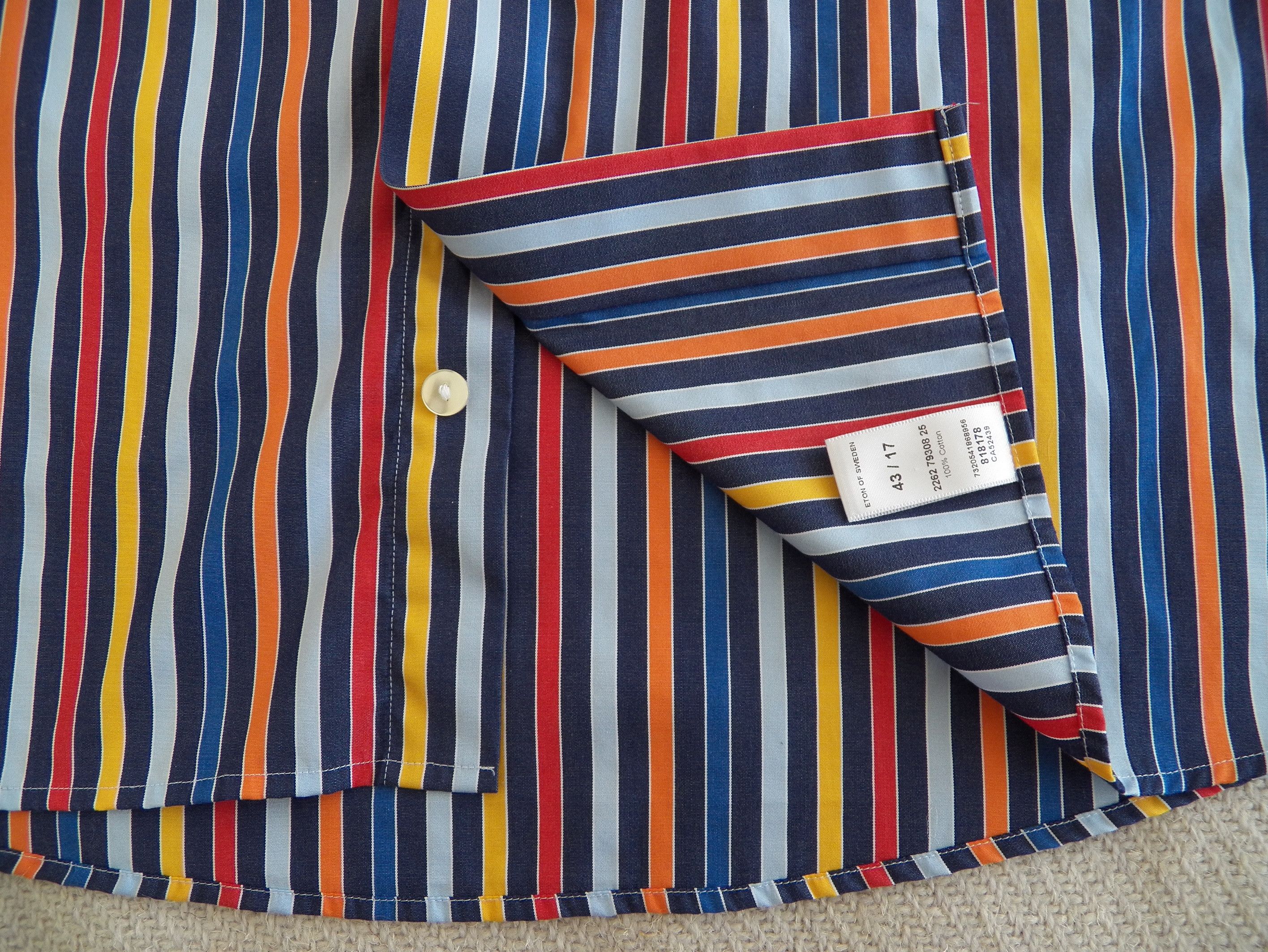 Eton Eton SHIRT 43 17 Multi Colored Stripe Cotton Contemporary Size 42R - 3 Thumbnail