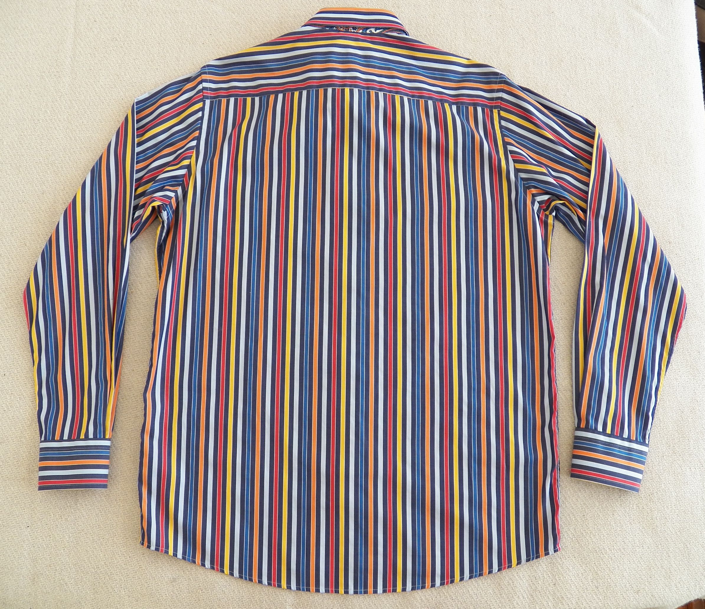 Eton Eton SHIRT 43 17 Multi Colored Stripe Cotton Contemporary Size 42R - 4 Thumbnail