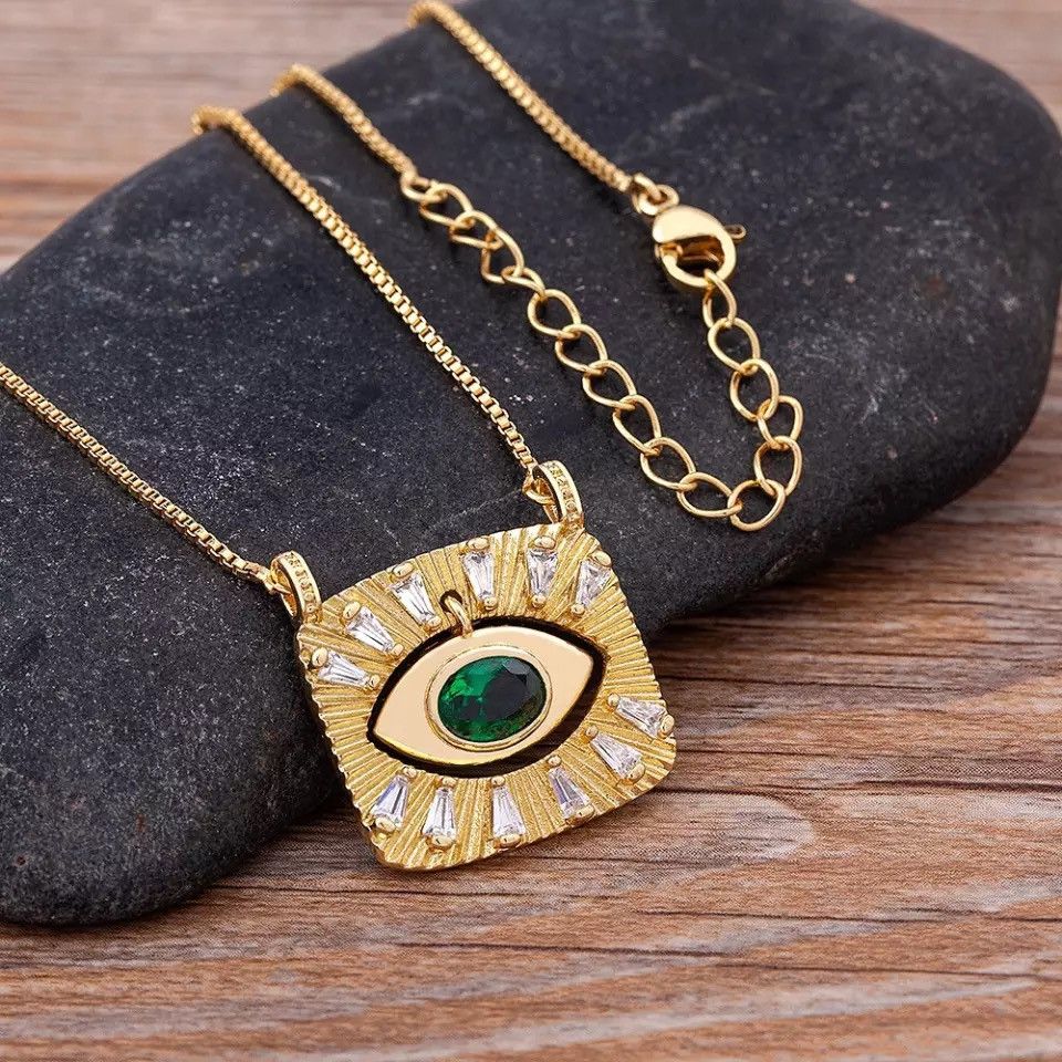 Jewelry Turkey Evil Eye Square Pendant Necklace Size ONE SIZE - 1 Thumbnail