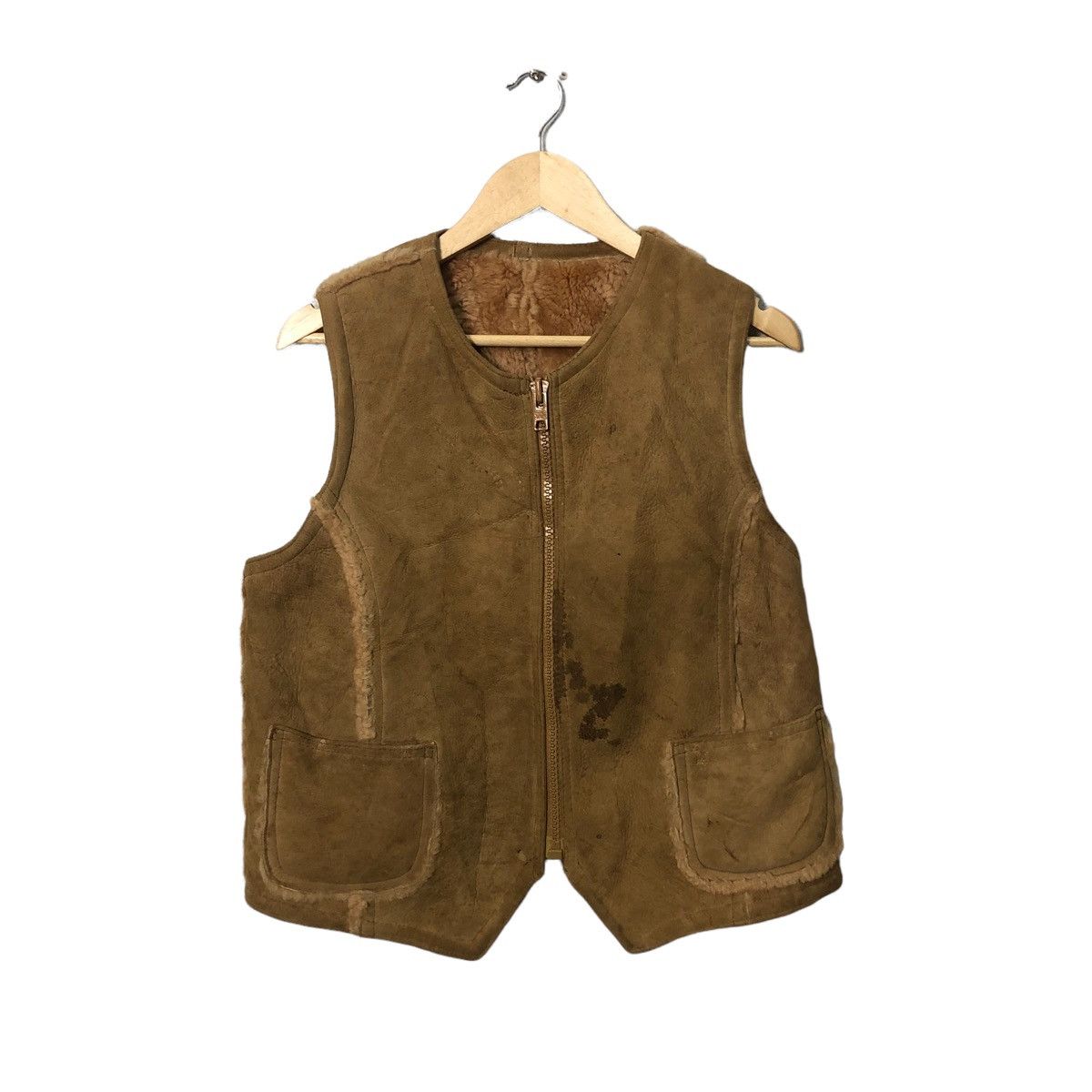 Leather Vintage JJ Zipper Ups Sherpa Leather Vest Made in Canada Size US M / EU 48-50 / 2 - 1 Thumbnail