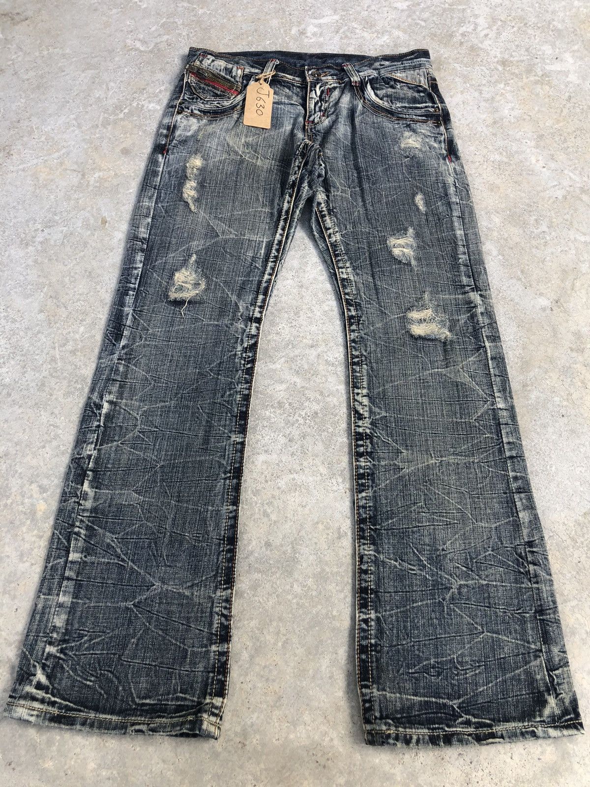 semanticdesign Japanese Semantic Design Flared Jeans Distressed Punk Style Size US 33 - 1 Thumbnail