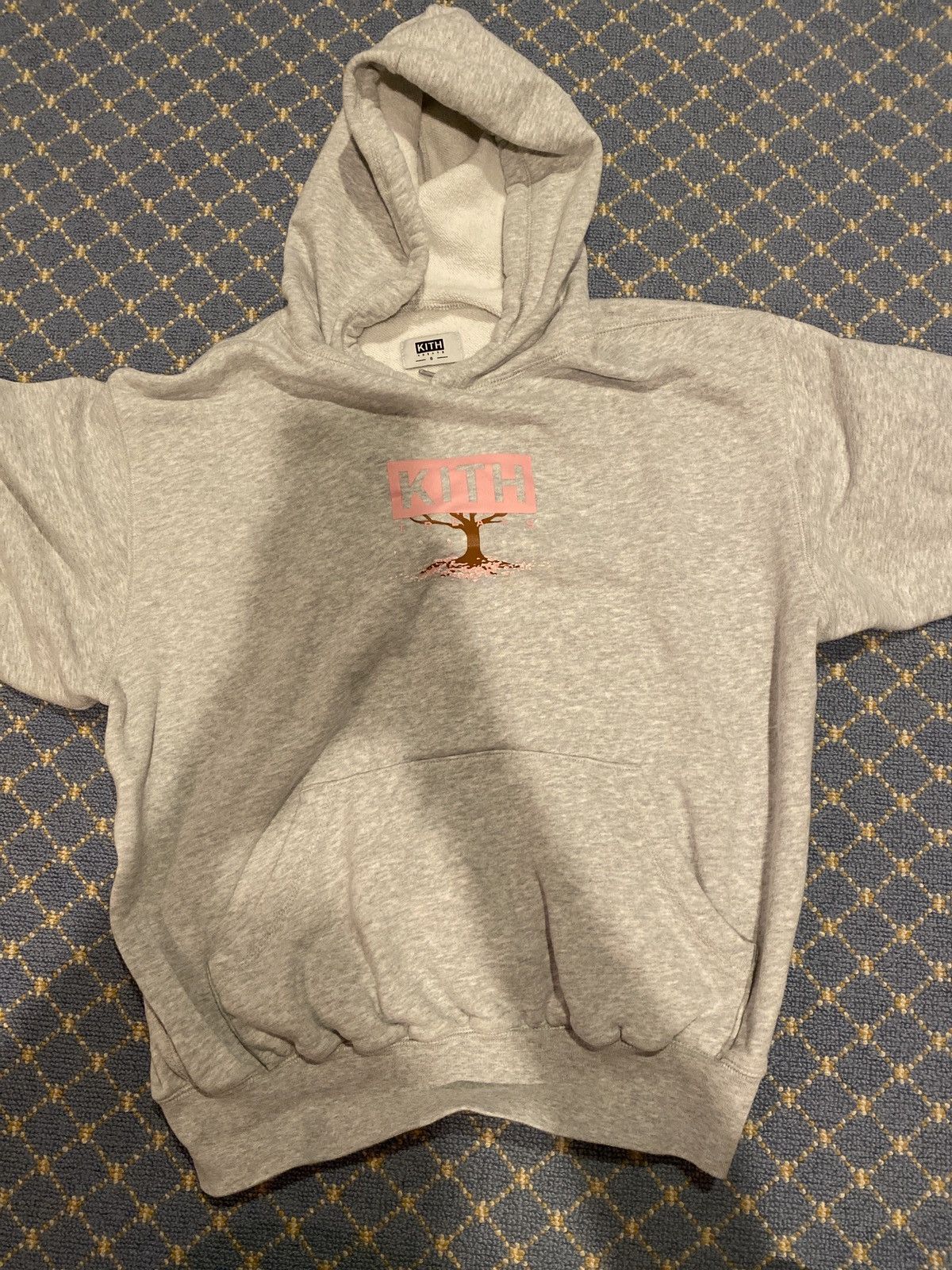 image of Kith Tokyo "hanami" Box Logo Hoodie in Heaher Gray, Men's (Size Small)