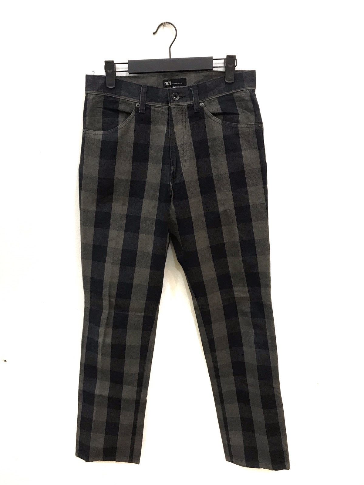 Japanese Brand CNCV Concave Attempt Tartan Plaid Jeans