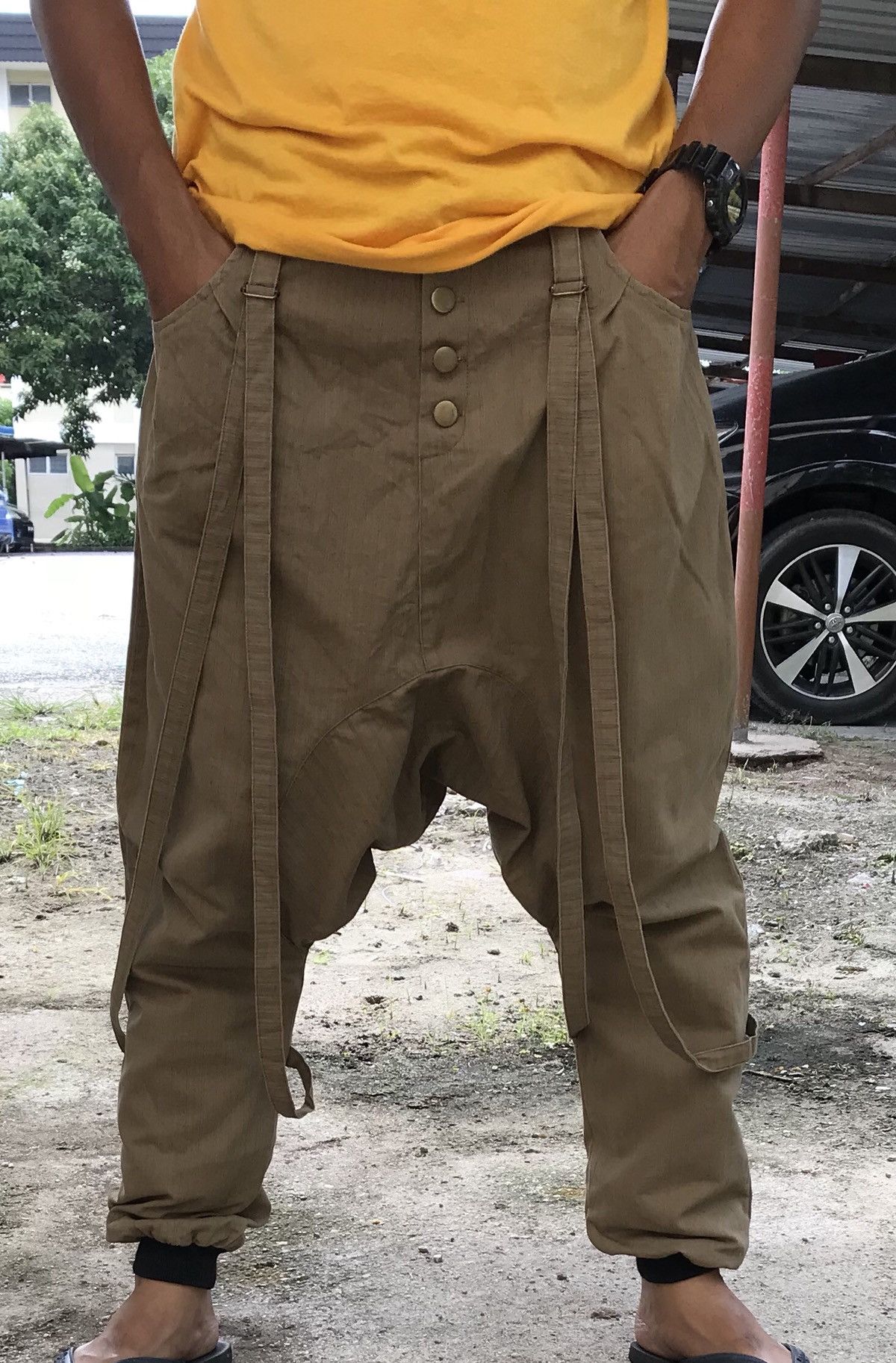 Japanese Brand Near Brand Drop Crotch Bondage Pants Stretched Waist Size US 33 - 1 Thumbnail