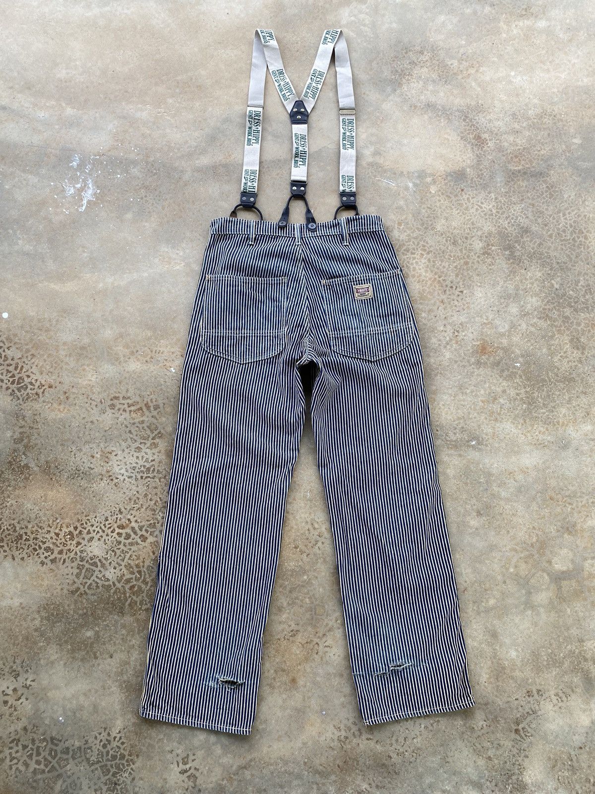 Japanese Brand Vintage Hickory Suspender Double Knee Distressed Pants Size US 32 / EU 48 - 2 Thumbnail