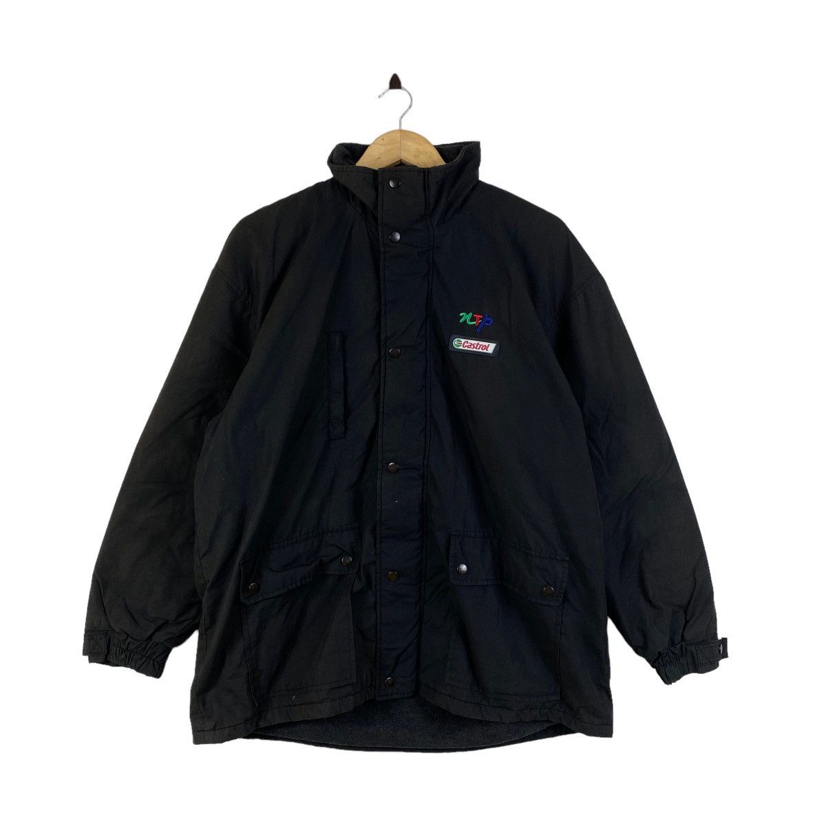 image of Vintage Castrol Oil Motorsport Racing Windbreaker Jacket in Black, Men's (Size XL)
