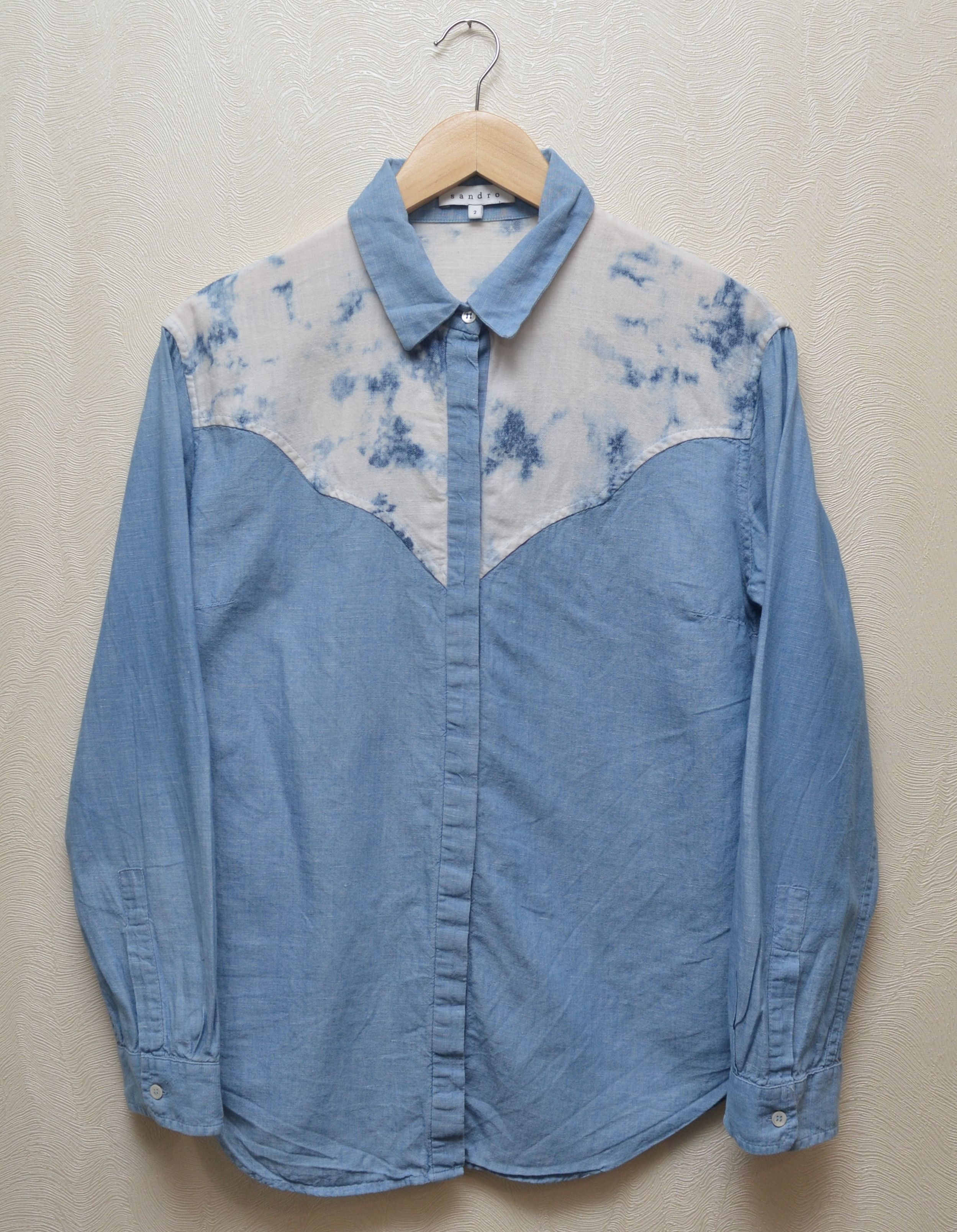 Sandro Sandro Blue Denim Cotton Linen Shirt Size 2 M Rare Size M / US 6-8 / IT 42-44 - 1 Thumbnail