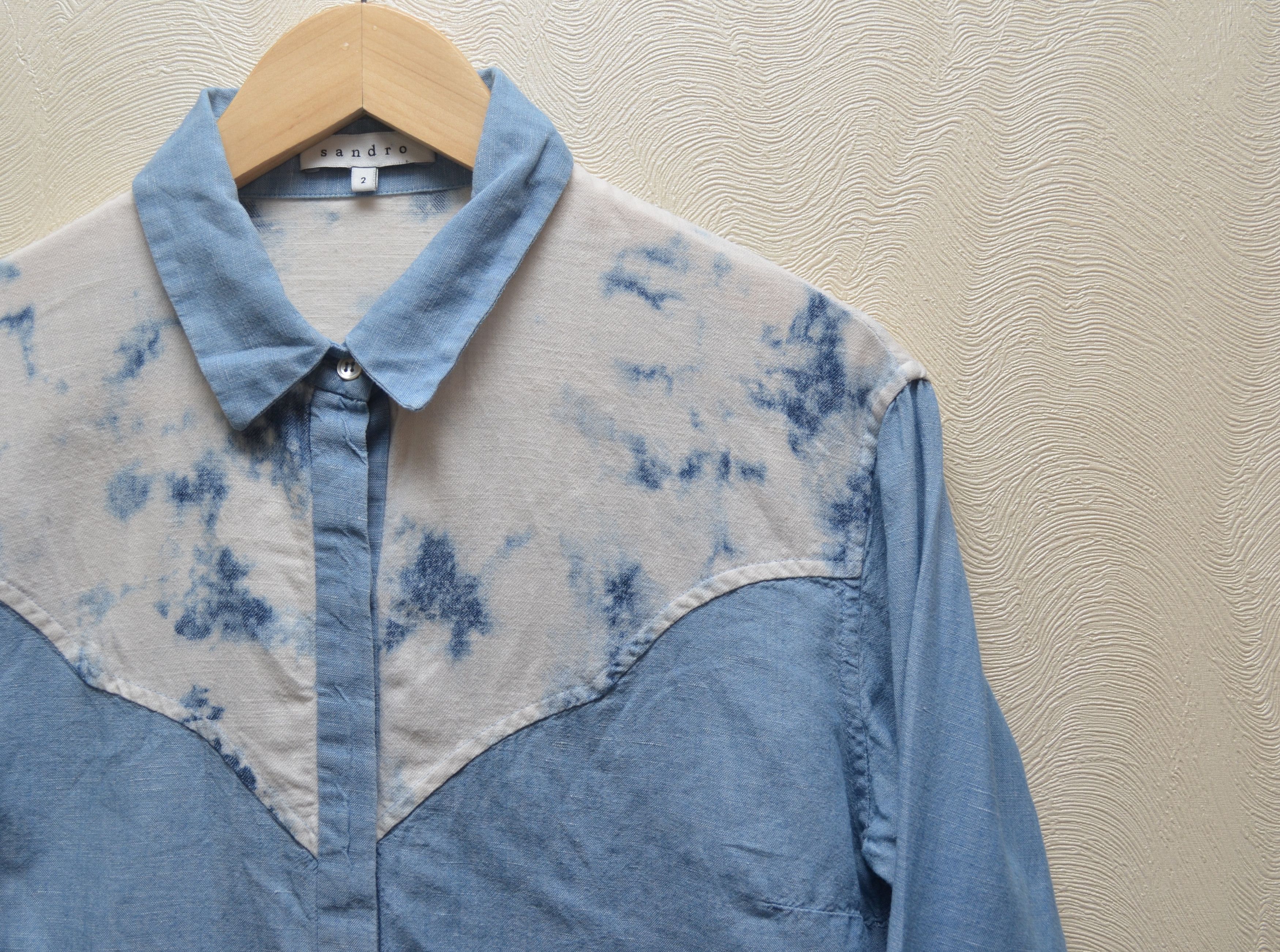 Sandro Sandro Blue Denim Cotton Linen Shirt Size 2 M Rare Size M / US 6-8 / IT 42-44 - 3 Thumbnail