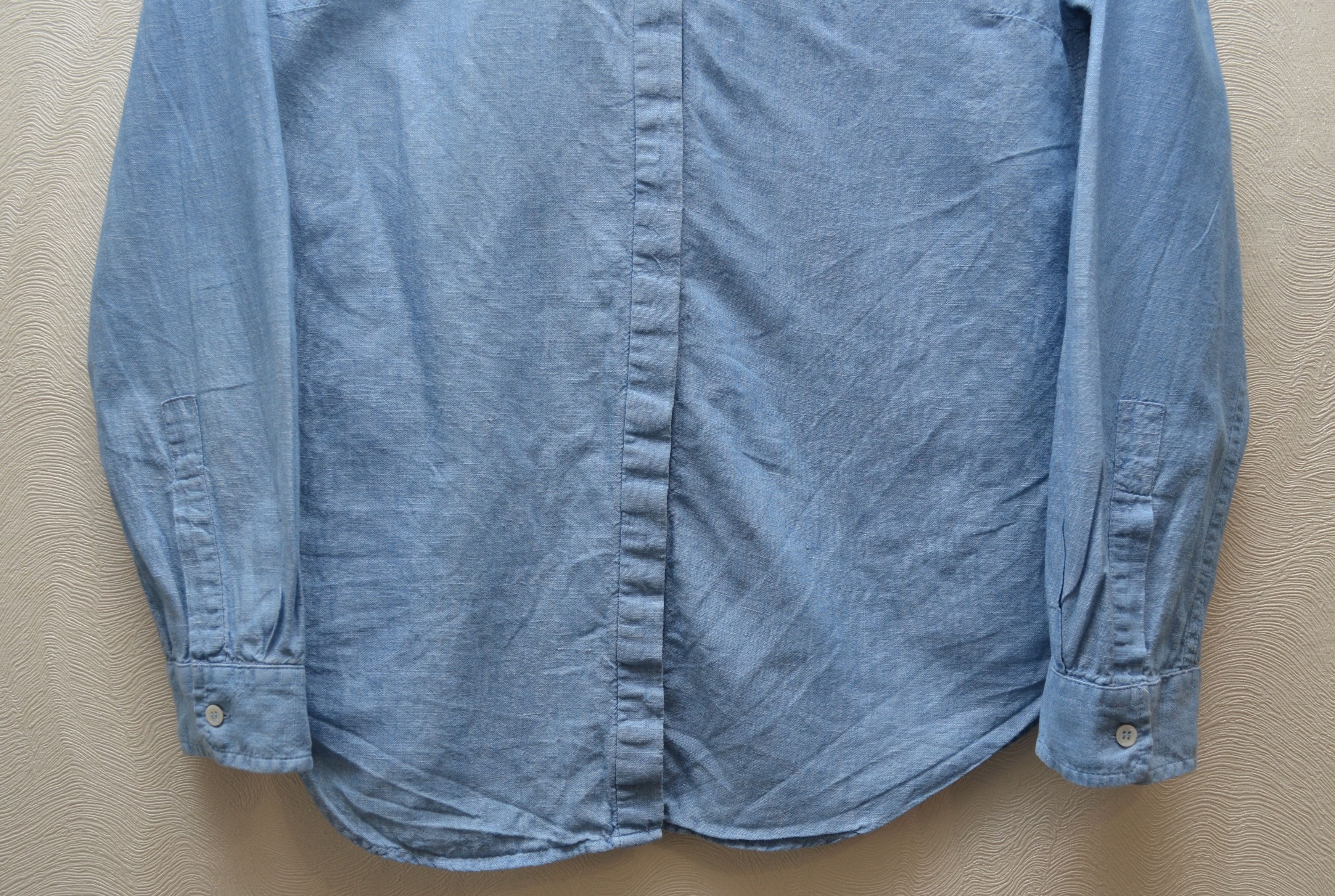 Sandro Sandro Blue Denim Cotton Linen Shirt Size 2 M Rare Size M / US 6-8 / IT 42-44 - 4 Thumbnail