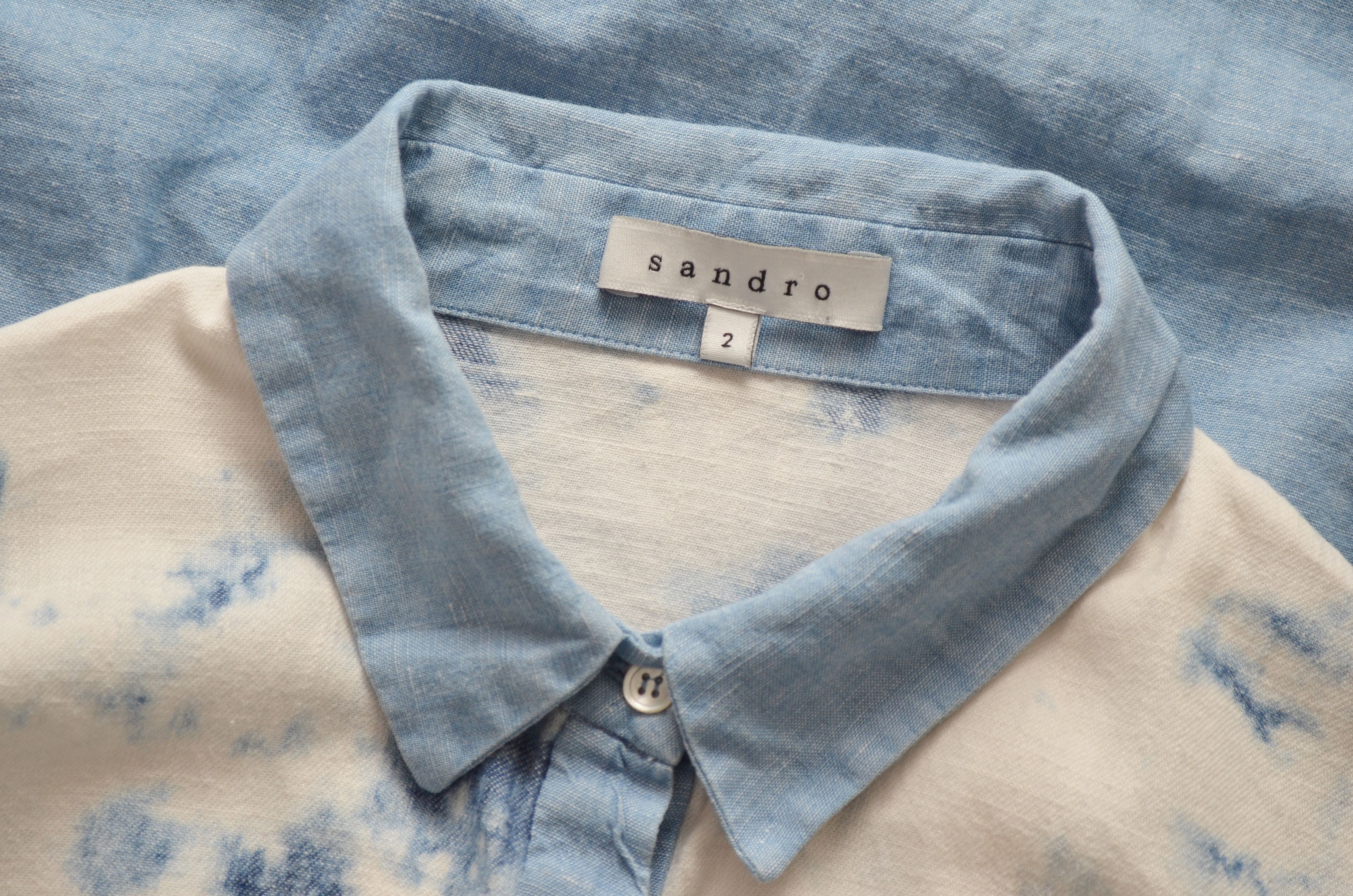 Sandro Sandro Blue Denim Cotton Linen Shirt Size 2 M Rare Size M / US 6-8 / IT 42-44 - 8 Thumbnail