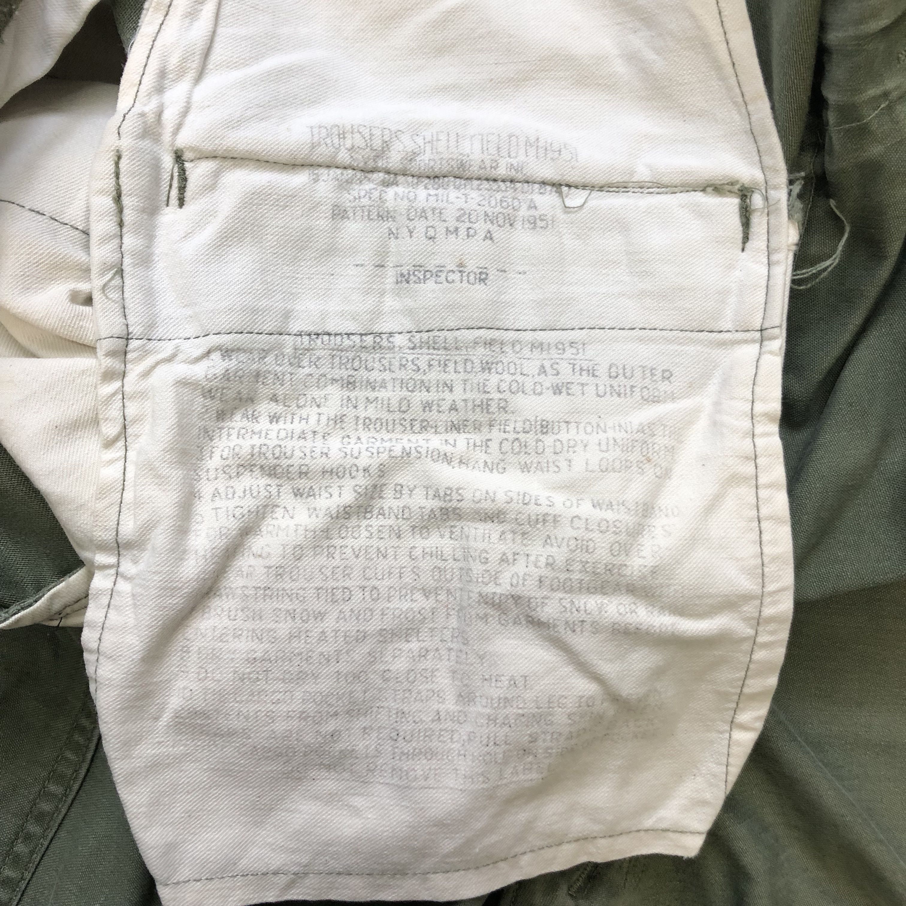 Vintage 51's TROUSERS SHELL FIELD M1951 / CARGO PANTS #7114-110 Size US 35 - 11 Thumbnail