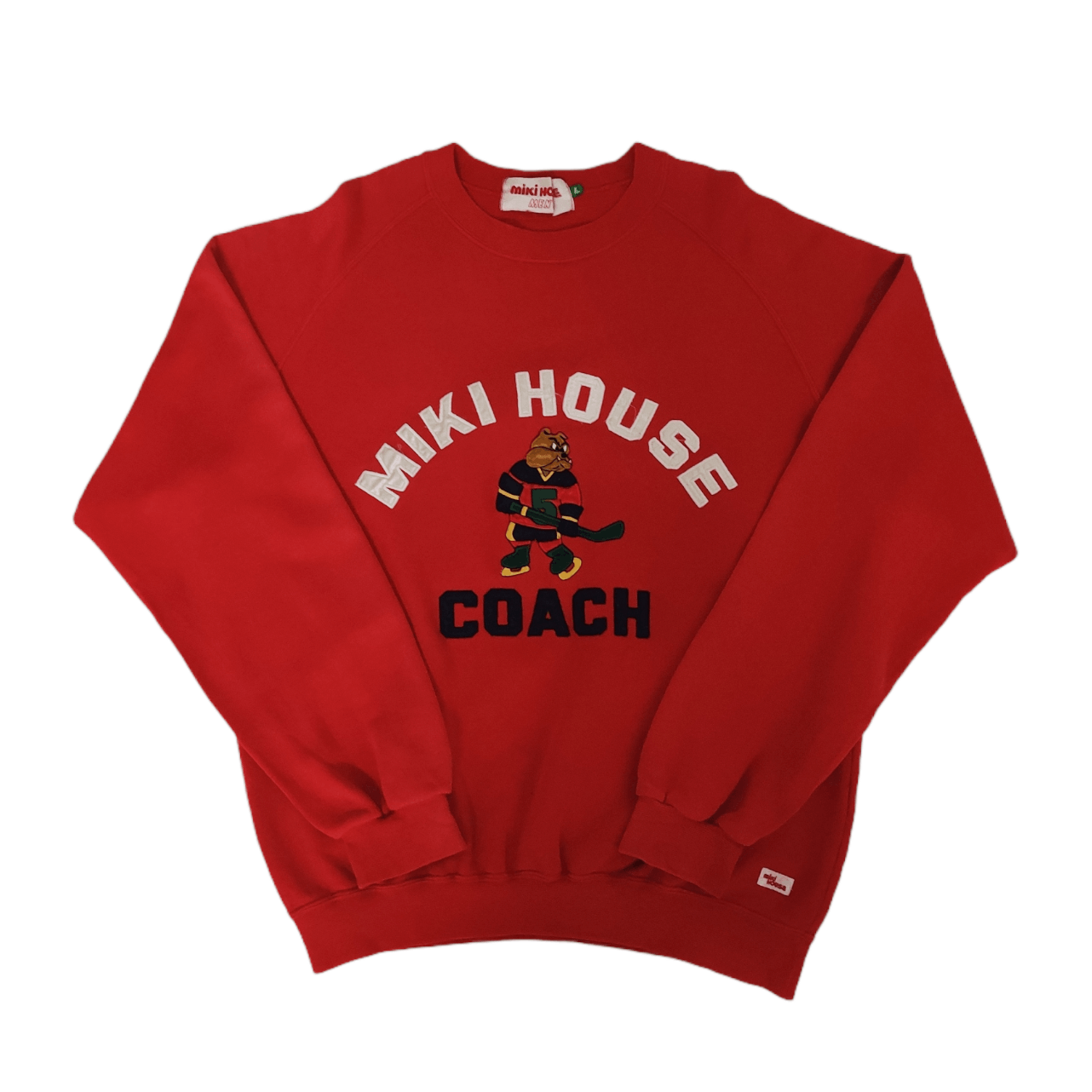 image of Cartoon Network x Vintage Miki House Bull Dogs Sweatshirt Spell Out Crewneck in Red (Size Large)