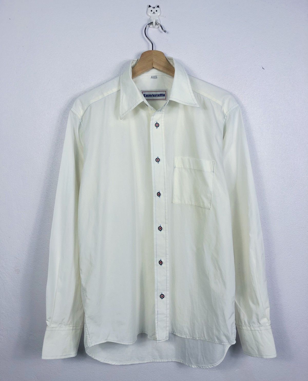 image of Lambretta Mods Button Ups Shirt in Cream, Men's (Size Medium)