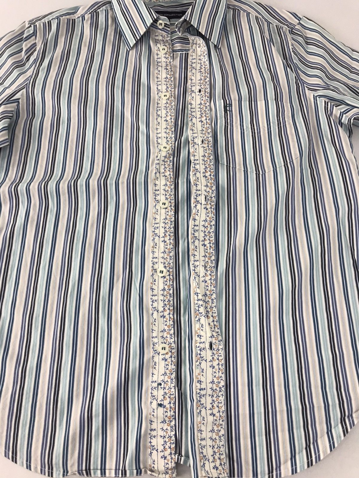 French Connection × Vintage French Connection Button Up Single Pocket Striped K136j Size US L / EU 52-54 / 3 - 3 Thumbnail