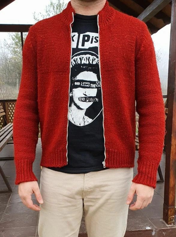 Other 50s Vintage Hand made Wool Zip Up Distressed Sweater Size US M / EU 48-50 / 2 - 1 Thumbnail