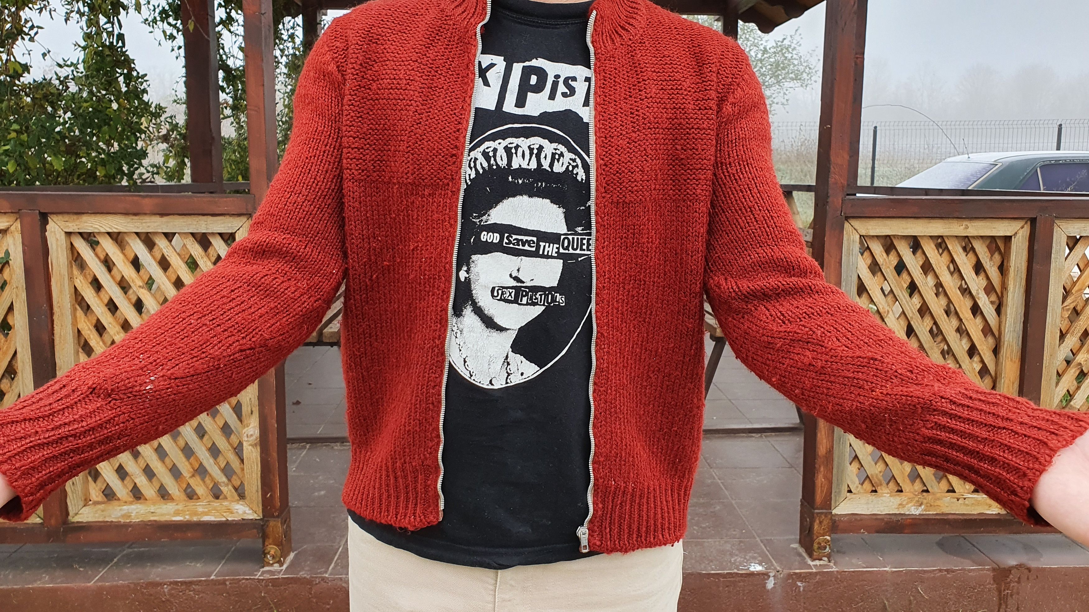 Other 50s Vintage Hand made Wool Zip Up Distressed Sweater Size US M / EU 48-50 / 2 - 2 Thumbnail