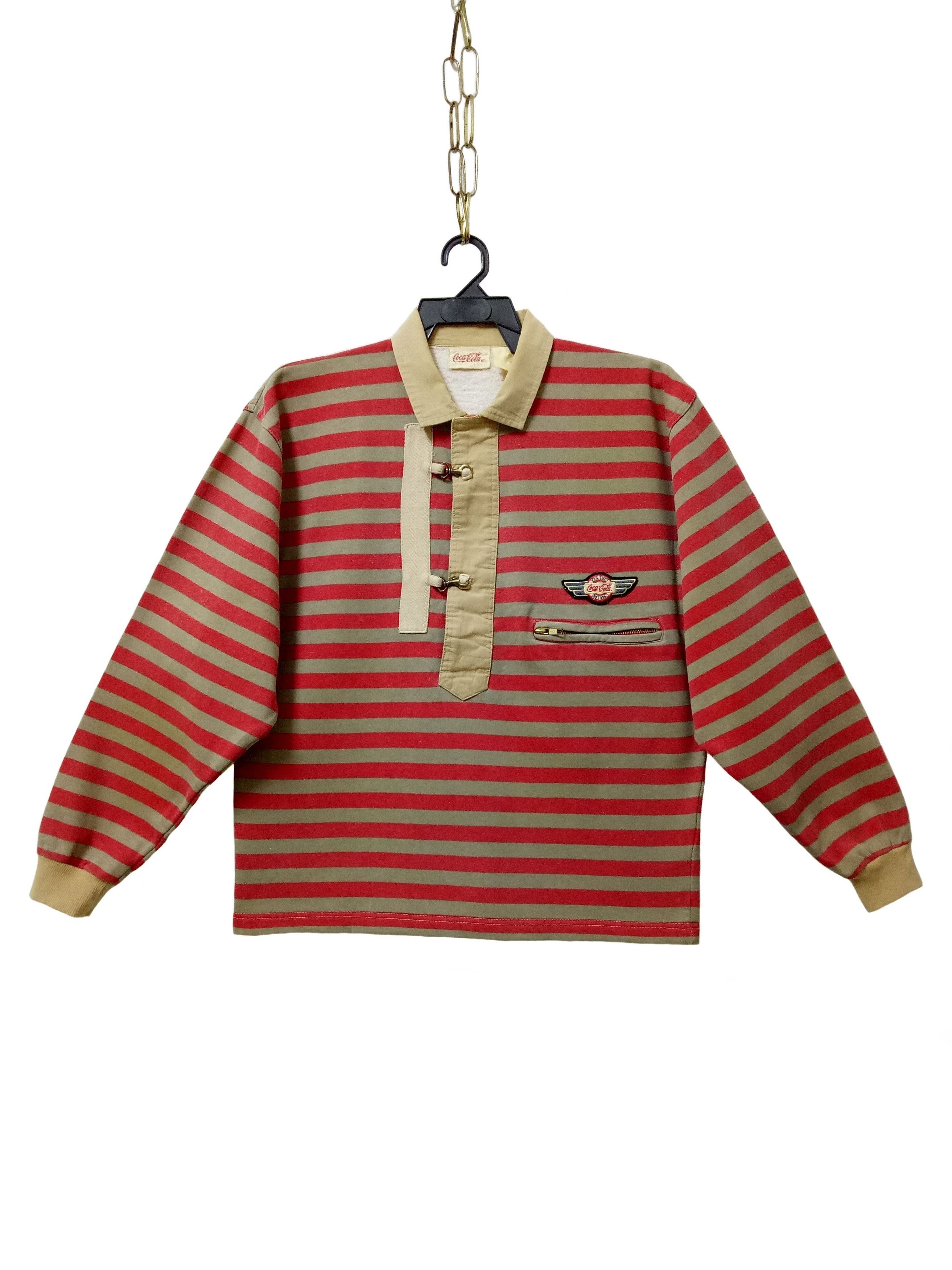 Coca Cola 🔥🔥🔥Vintage Coca Cola Border Striped Sweatshirt RARE Size US L / EU 52-54 / 3 - 1 Thumbnail
