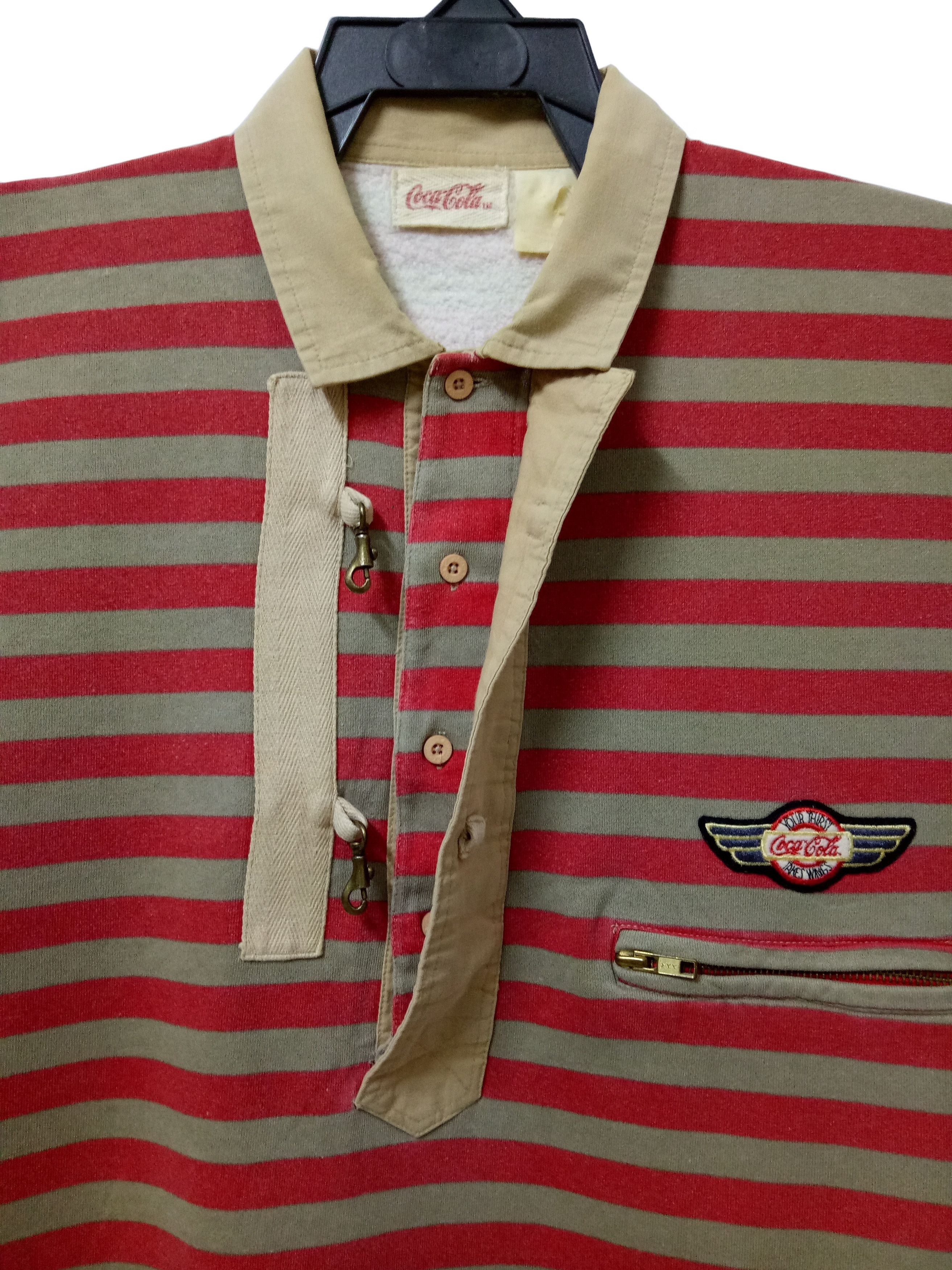 Coca Cola 🔥🔥🔥Vintage Coca Cola Border Striped Sweatshirt RARE Size US L / EU 52-54 / 3 - 9 Thumbnail