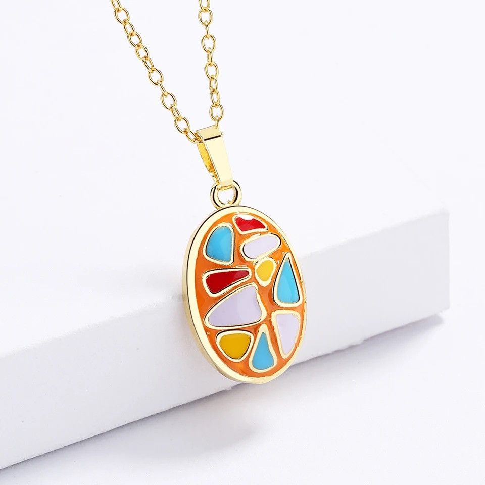 Jewelry Enamel Oval Necklace Size ONE SIZE - 3 Thumbnail
