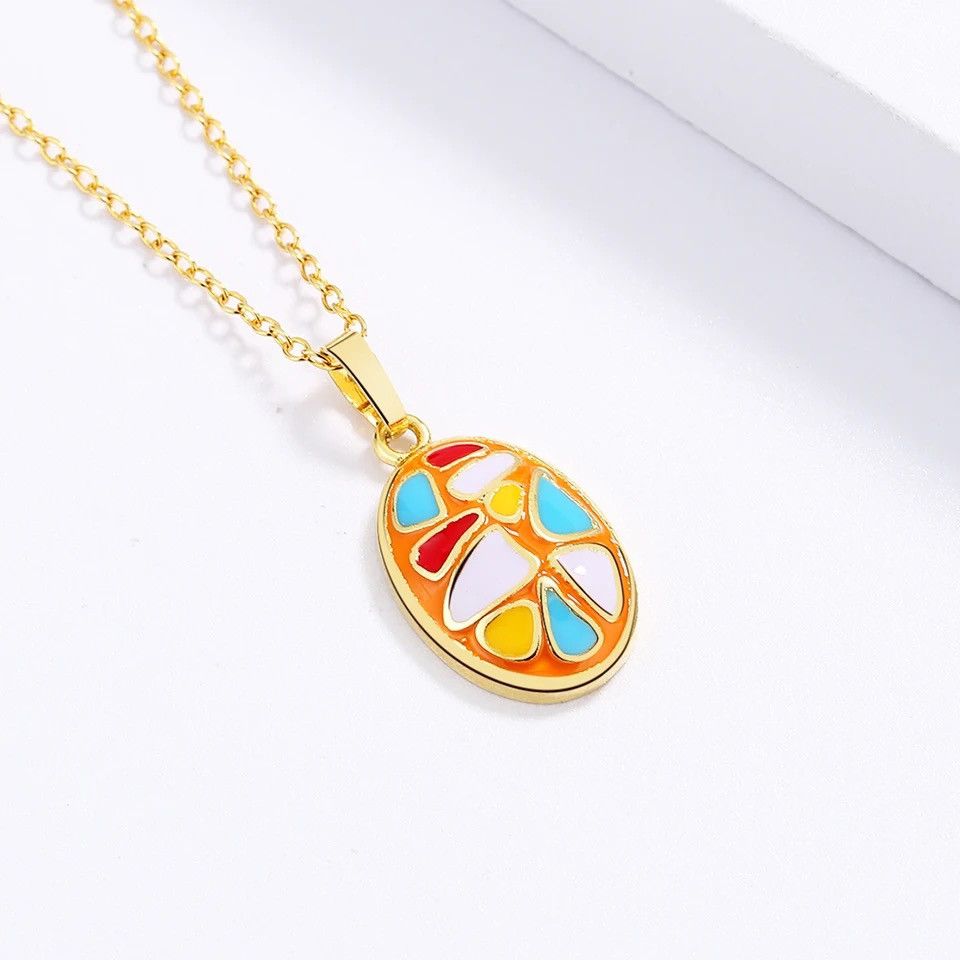 Jewelry Enamel Oval Necklace Size ONE SIZE - 2 Thumbnail