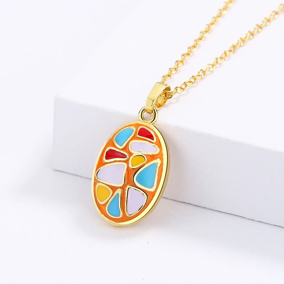 Jewelry Enamel Oval Necklace Size ONE SIZE - 1 Thumbnail