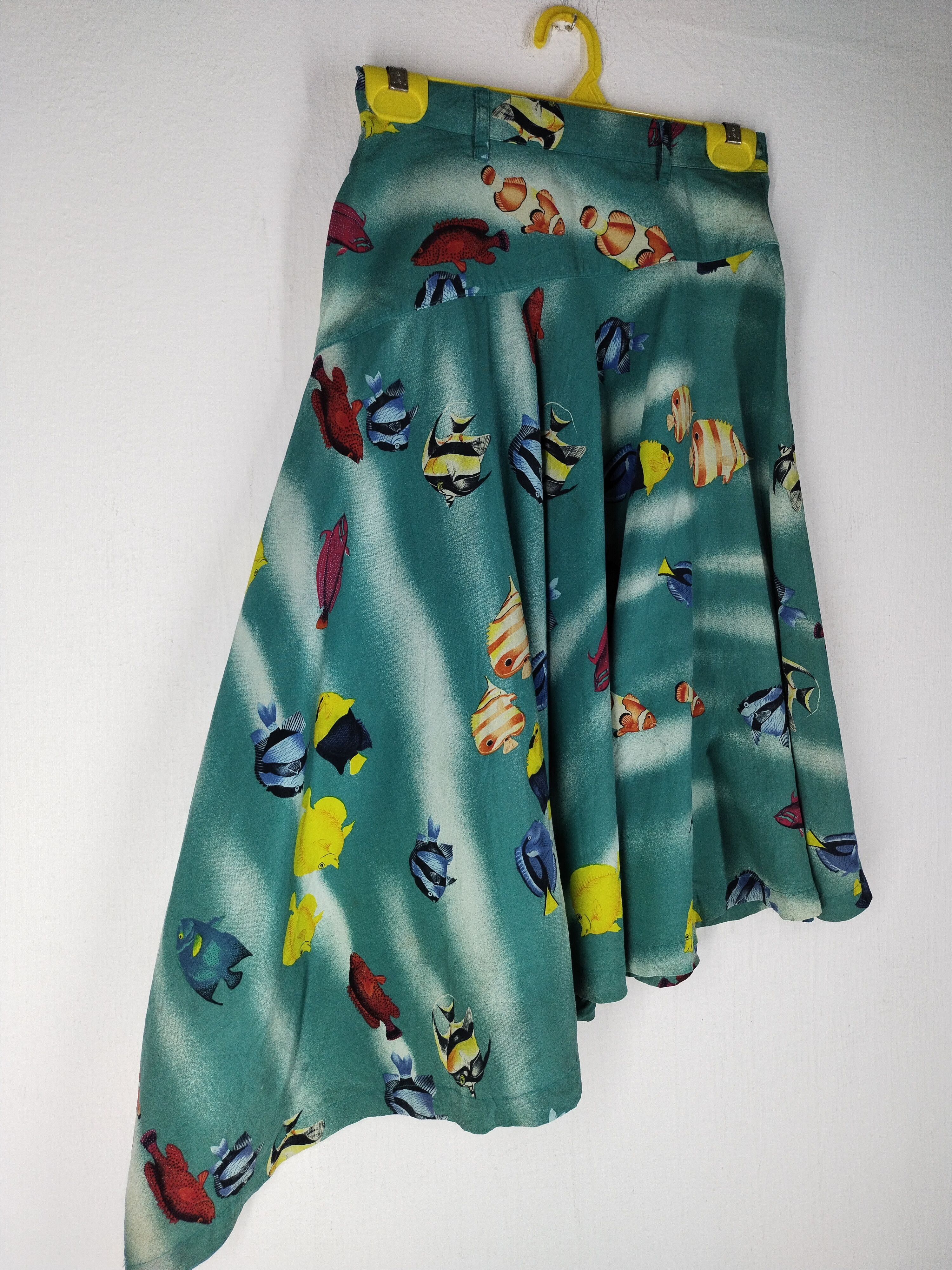 Tsumori Chisato VINTAGE FLARED MAXI SKIRT TOP HAWAII PRINT PLETHORA FISH Size 34" / US 12 / IT 48 - 10 Thumbnail