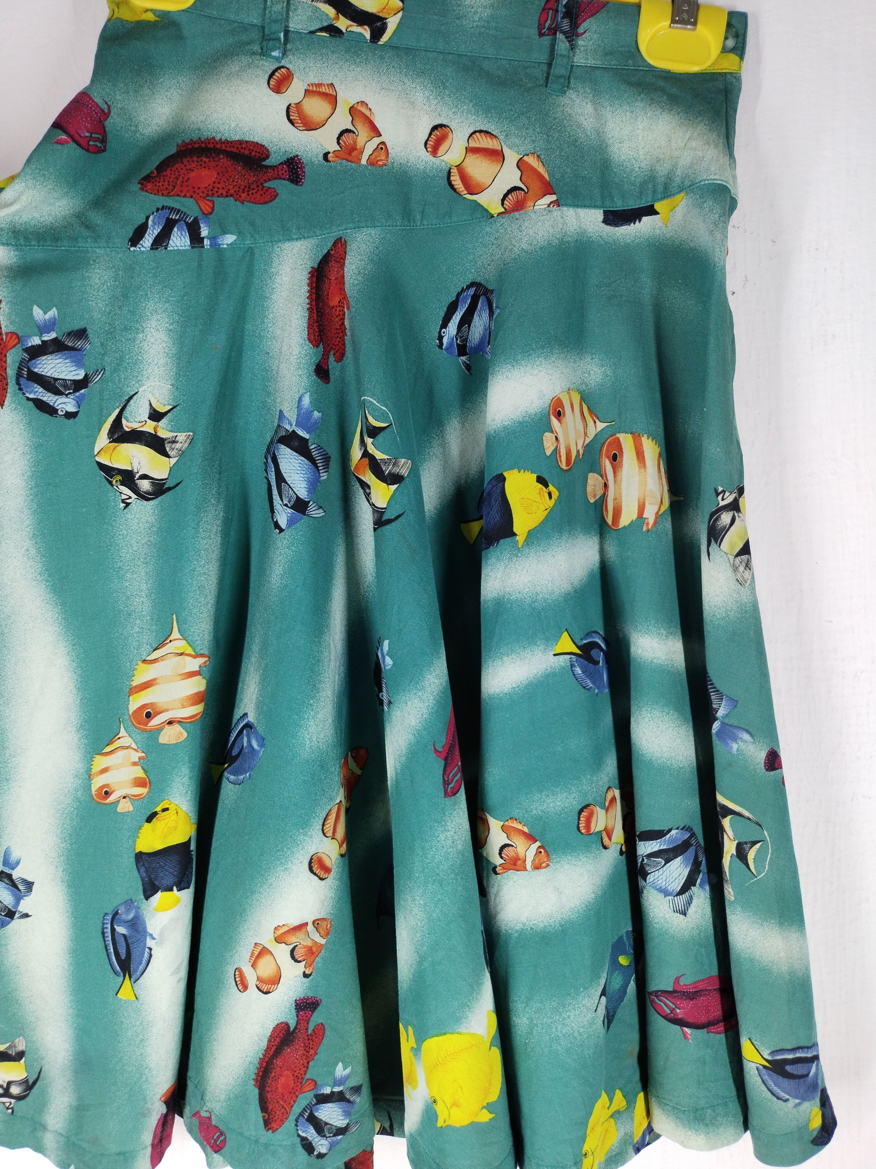 Tsumori Chisato VINTAGE FLARED MAXI SKIRT TOP HAWAII PRINT PLETHORA FISH Size 34" / US 12 / IT 48 - 6 Thumbnail