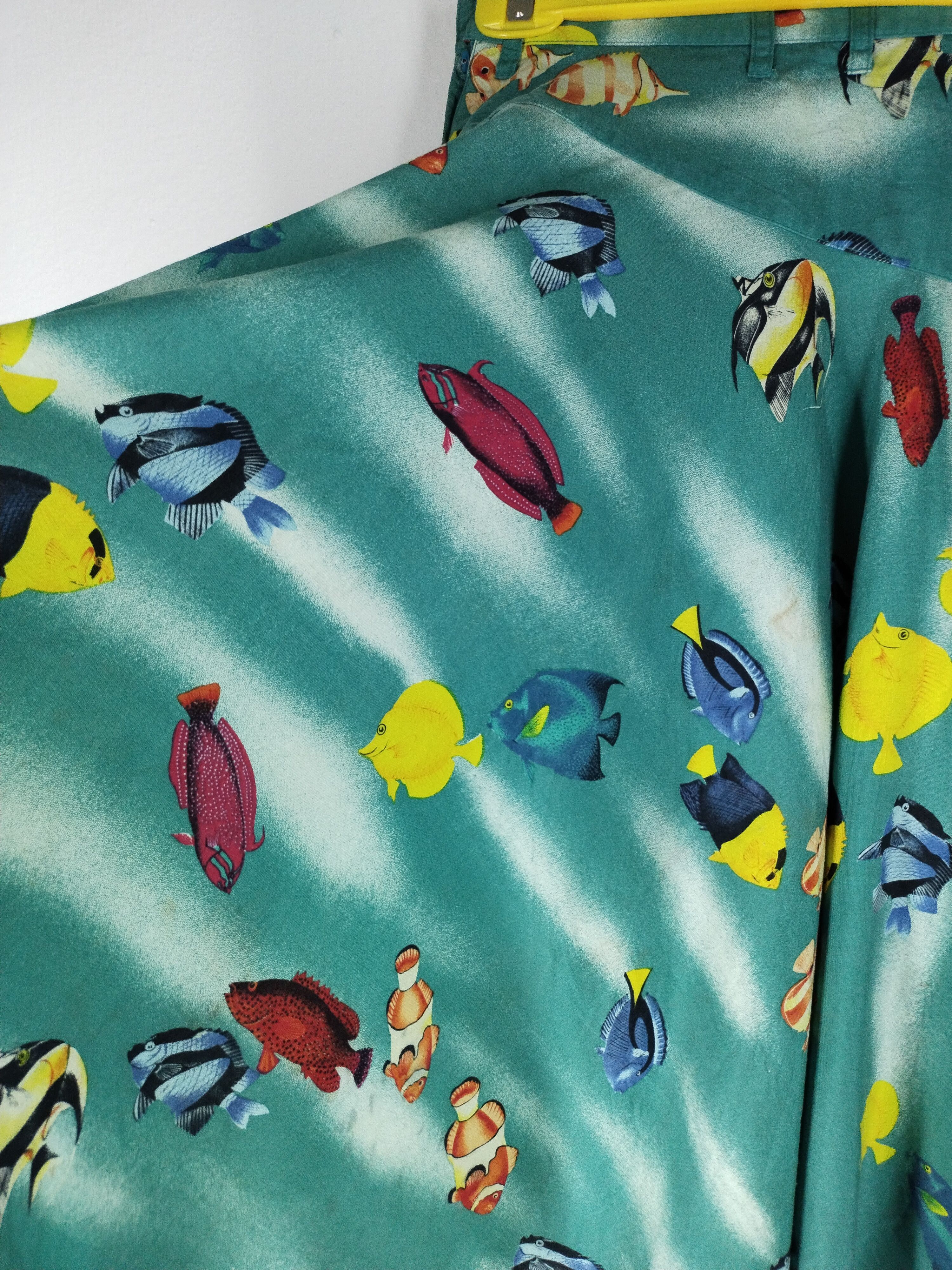 Tsumori Chisato VINTAGE FLARED MAXI SKIRT TOP HAWAII PRINT PLETHORA FISH Size 34" / US 12 / IT 48 - 4 Thumbnail