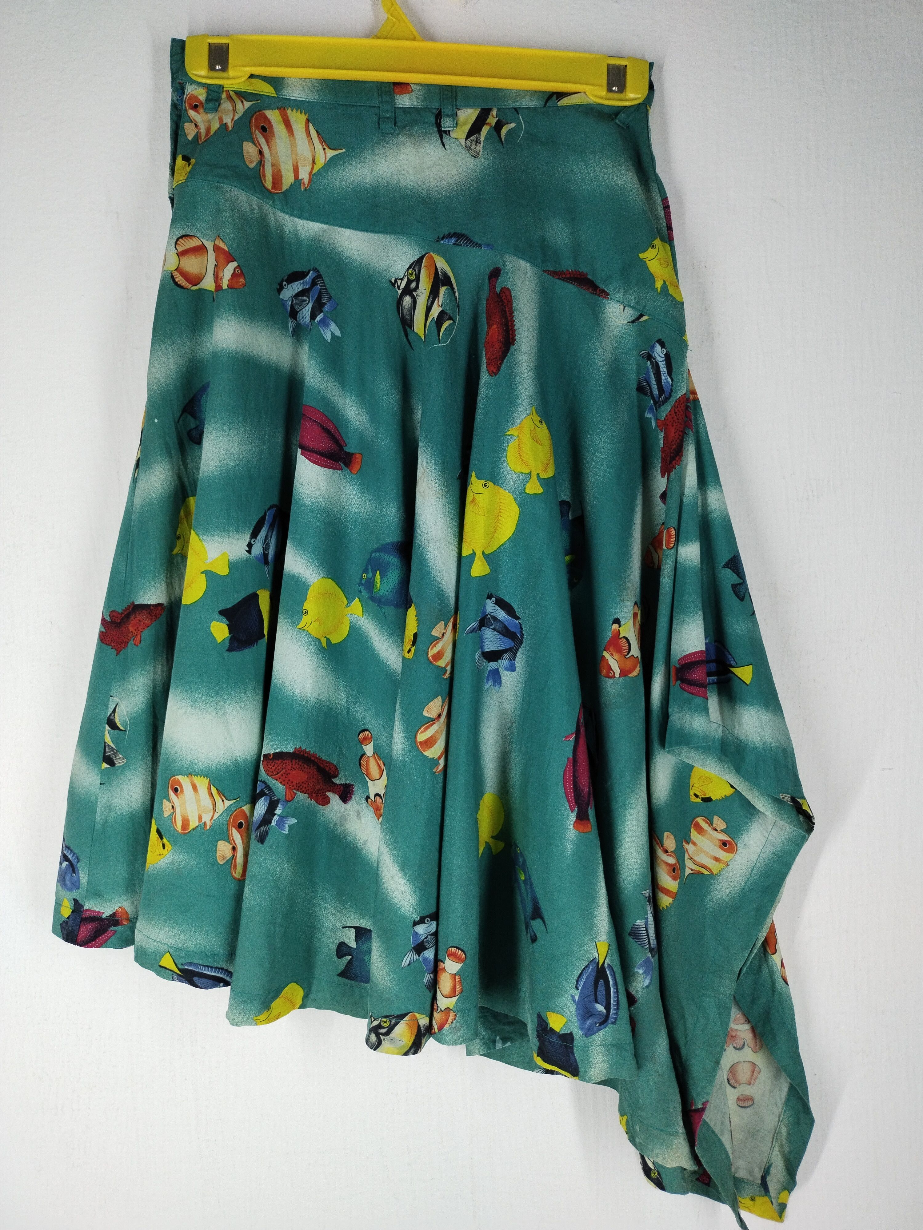 Tsumori Chisato VINTAGE FLARED MAXI SKIRT TOP HAWAII PRINT PLETHORA FISH Size 34" / US 12 / IT 48 - 5 Thumbnail